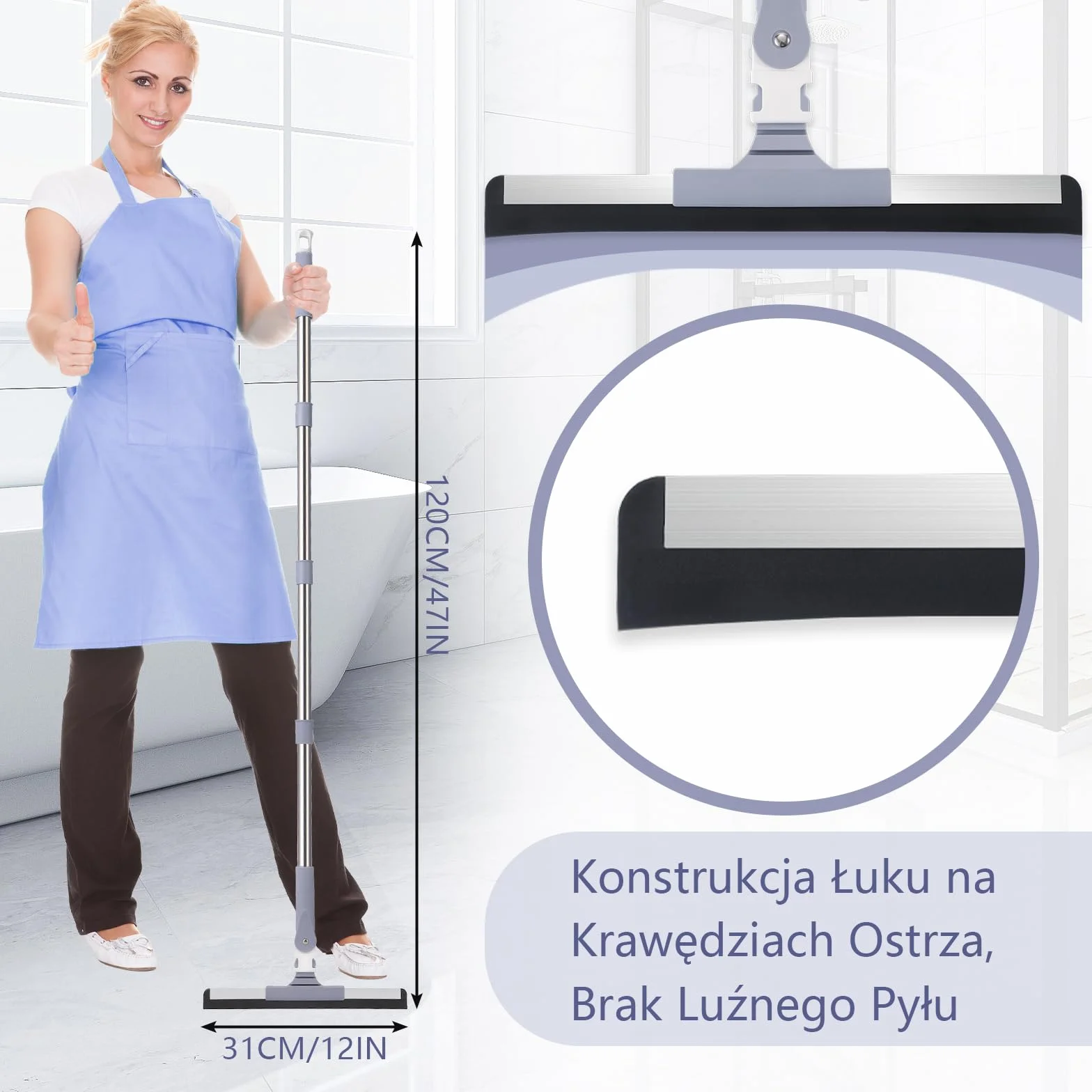 Ściągaczka Podłogowa 120cm Gumowa Miotła do Czyszczenia na Mokro i Sucho