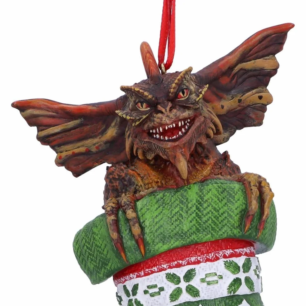 Nemesis Now Gremliny irokez w pończochach wiszący świąteczny dekoracyjny ornament 12 cm, żywica, zielony, oficjalnie licencjonowany towar Harry Potter, odlewany w najlepszej żywicy, fachowo ręcznie