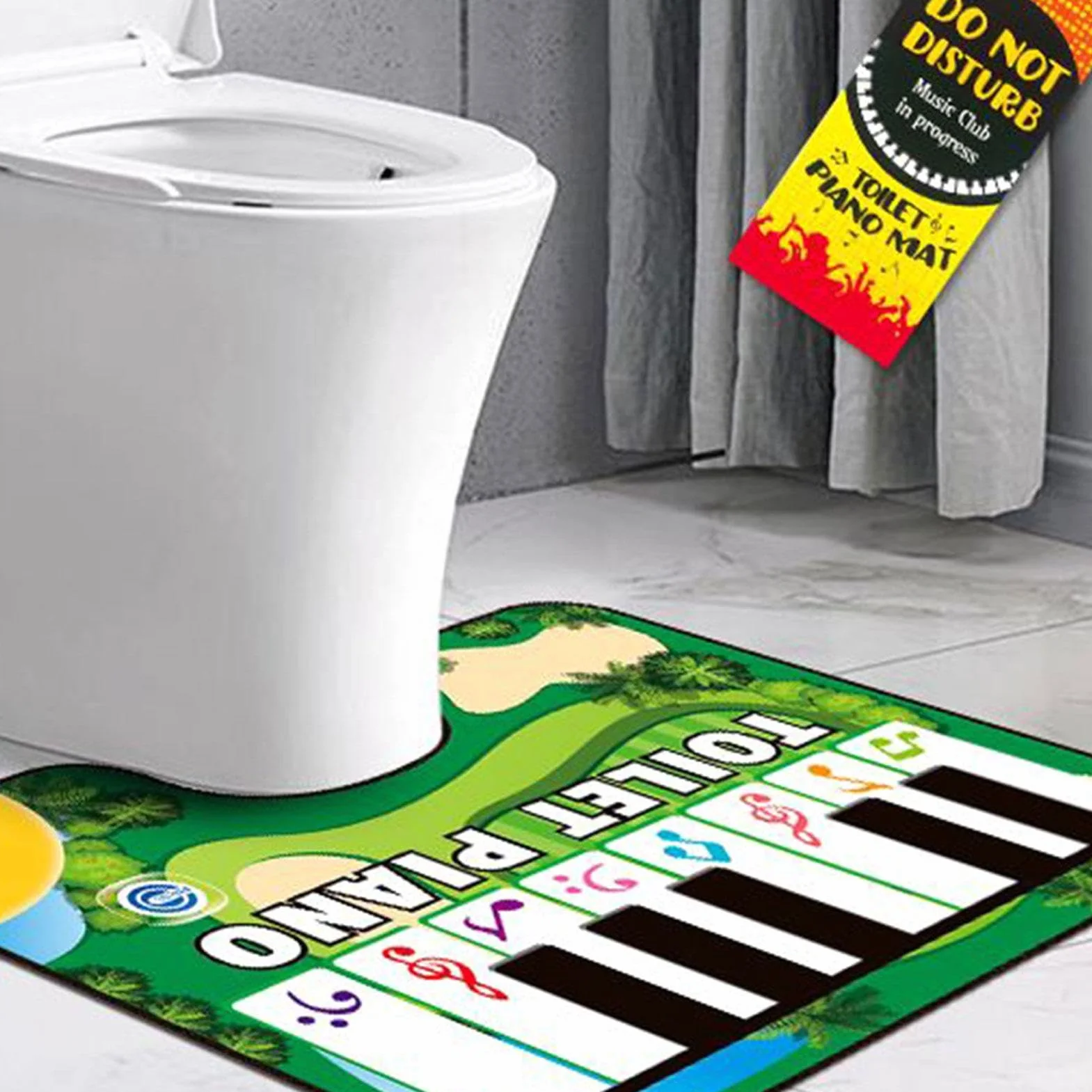 Musical Potty Mat, Piano Sound Rug, Interactive Carpet for Bathroom, 23.62x18.9 Inches, Cloth, PVC