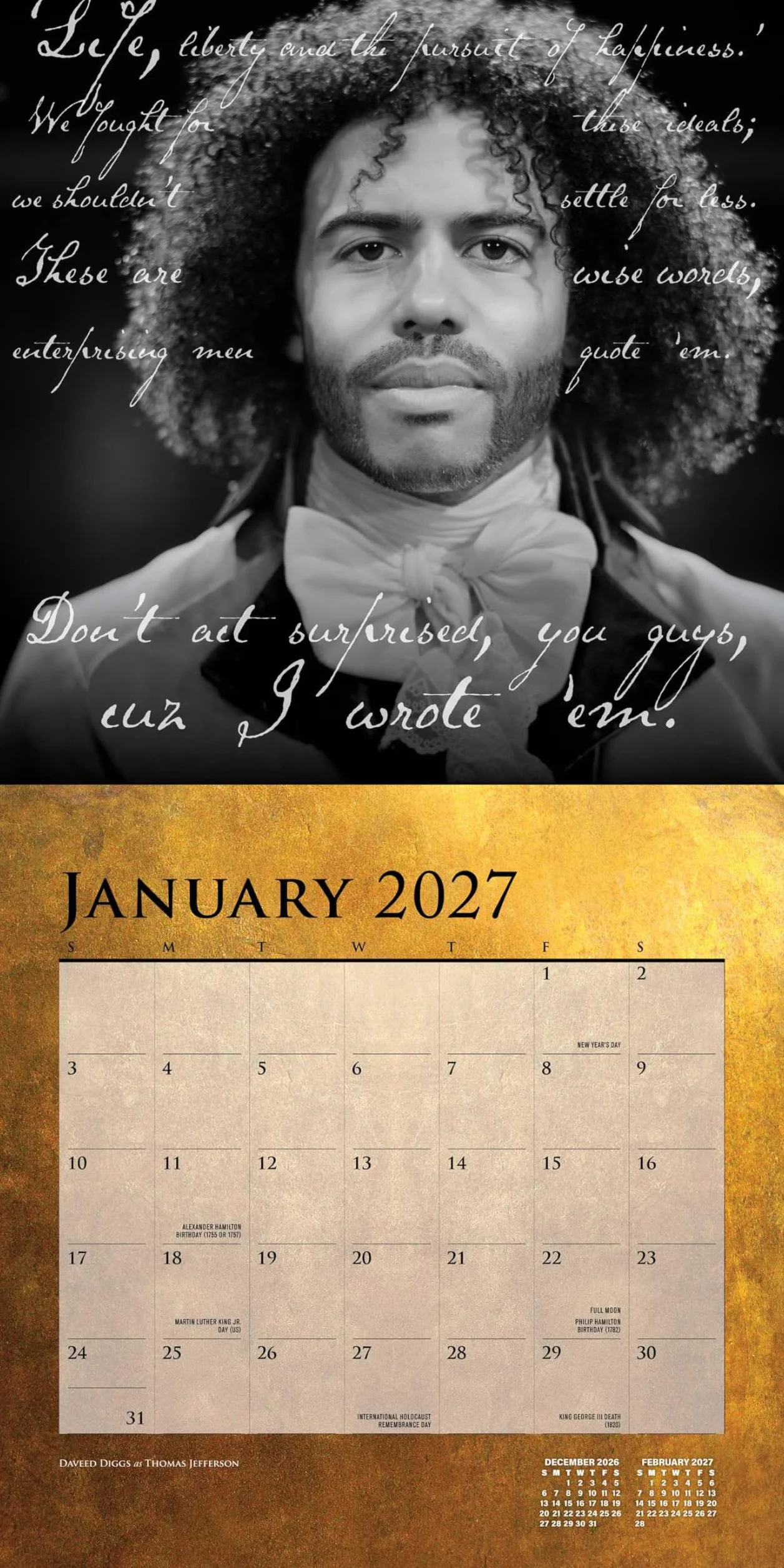 Hamilton: An American Musical - Ein amerikanisches Musical 2027 - Monatskalender: Original Universe-Kalender [Mehrsprachig] [Kalender]