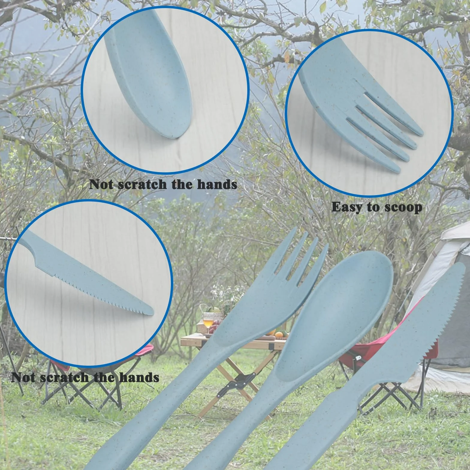 Zestaw sztućców plastikowych wielokrotnego użytku 27 sztuk dla 9 osób, do zmywarki, na kemping