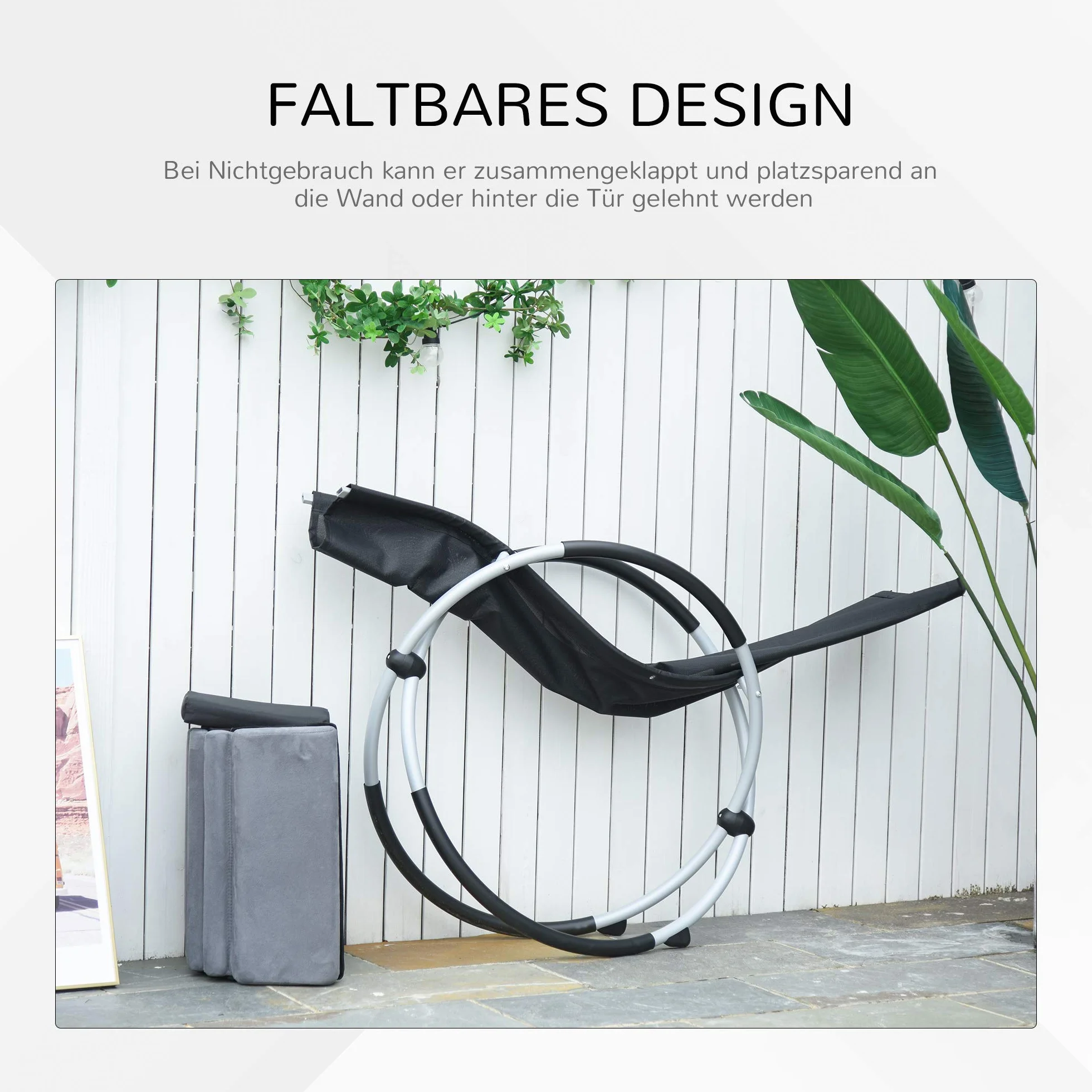 Outsunny fotel bujany ergonomia 2 w 1 krzesło bujane krzesło ogrodowe leżanka bujana tekstylina kulisty ciemnoszary 150 x 62 x 88 cm