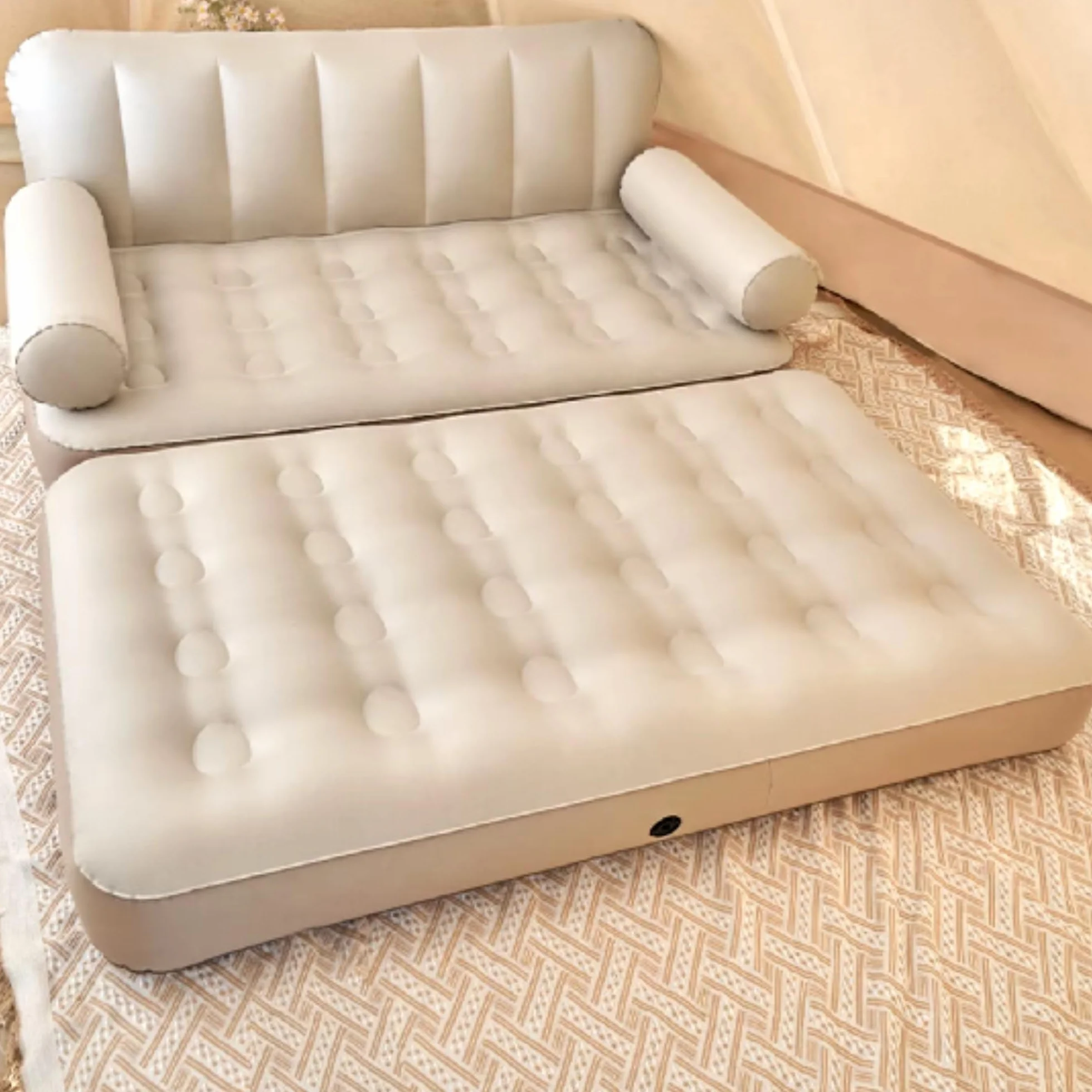 Sofa dmuchana 3 w 1, nadmuchiwana sofa do spania, łóżko dmuchane dla 2 osób, materac dmuchany dla gości, na kemping lub do użytku domowego, sofa dmuchana – SOFLINKA