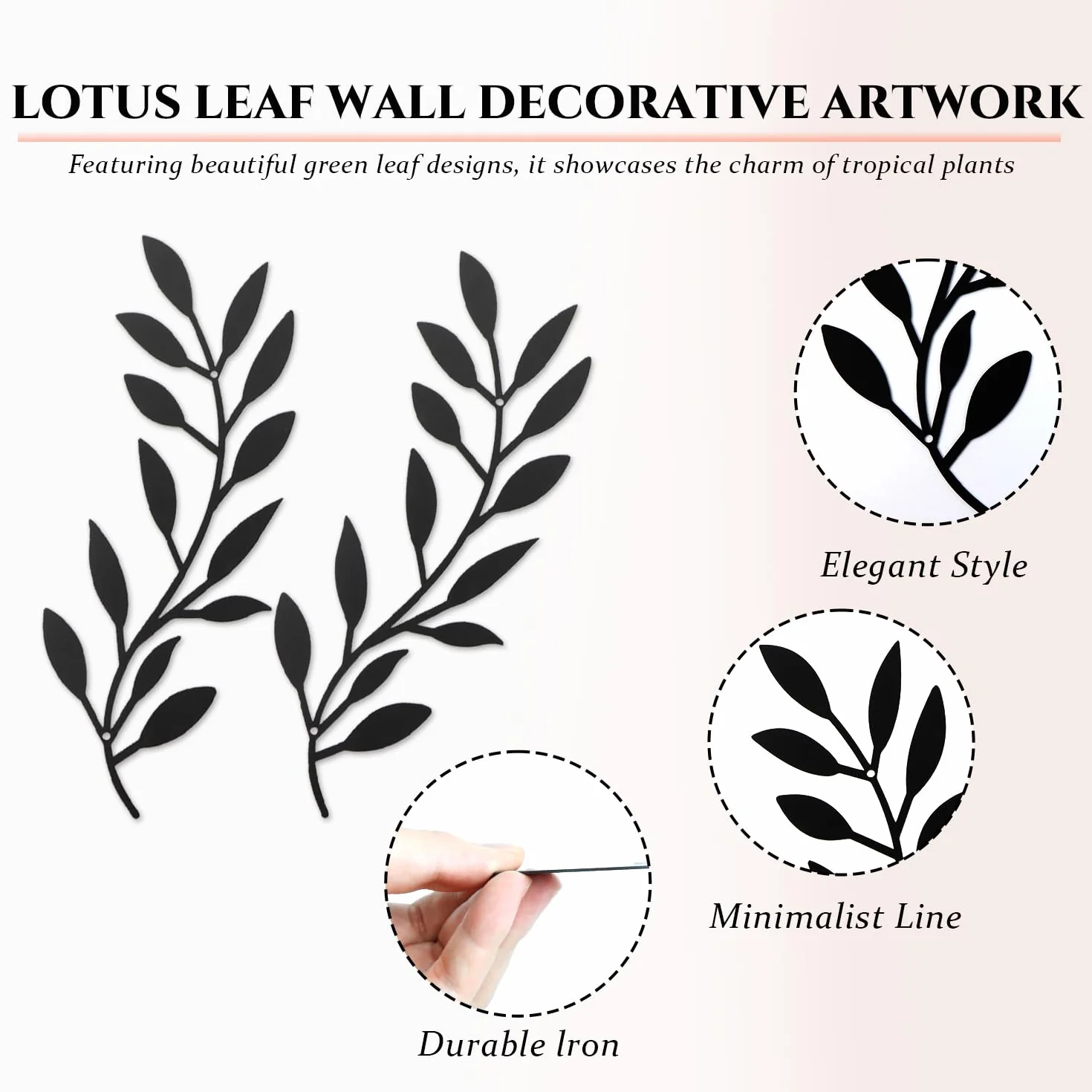 lemgyiamz Metalowa dekoracja ścienna czarny metalowy design, 41 x 16 cm, metalowa dekoracja ścienna do wnętrz i na zewnątrz prezent dekoracja do domu ogrodu, 2 sztuki