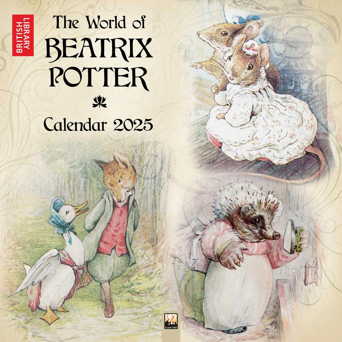 British Library: Beatrix Potter Wall Calendar 2025 (Art Calendar): Original Flame Tree Publishing-Kalender [Kalender]