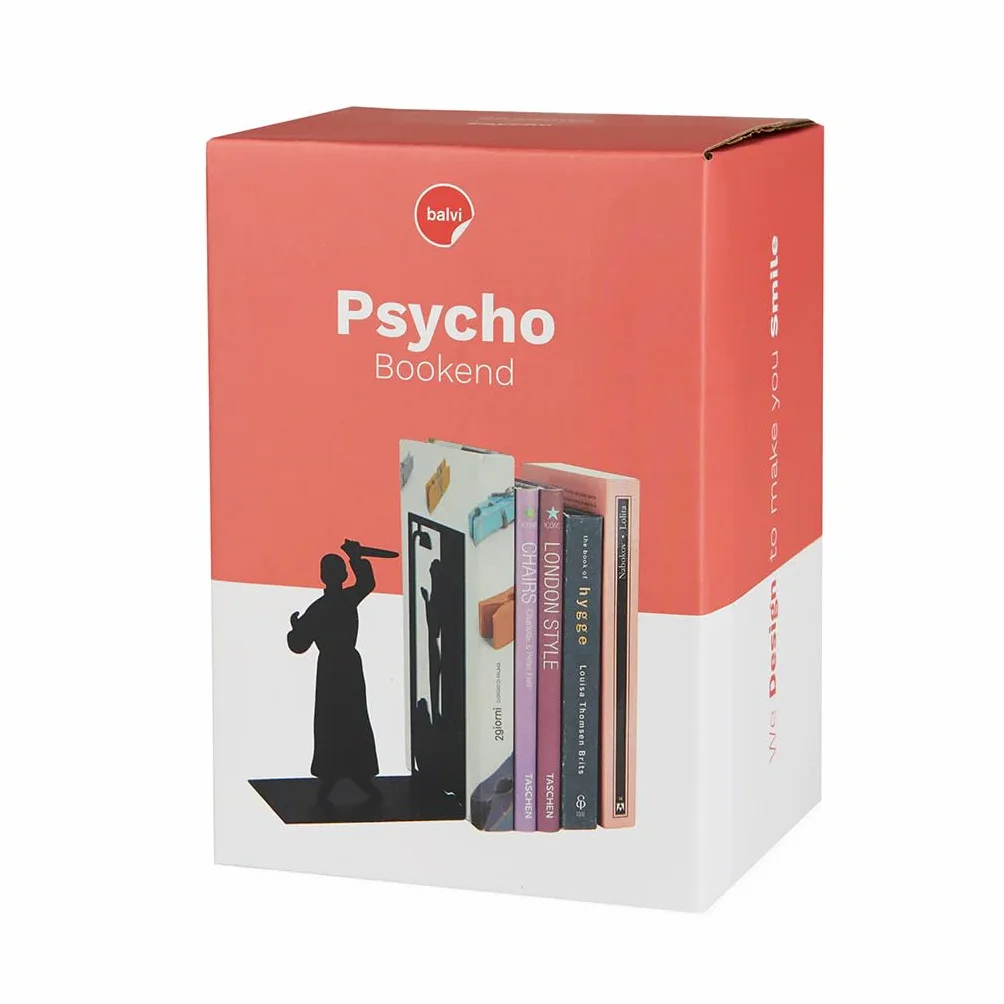 balvi - Psyco czarne podpórki na książki z metalu. Oryginalny design