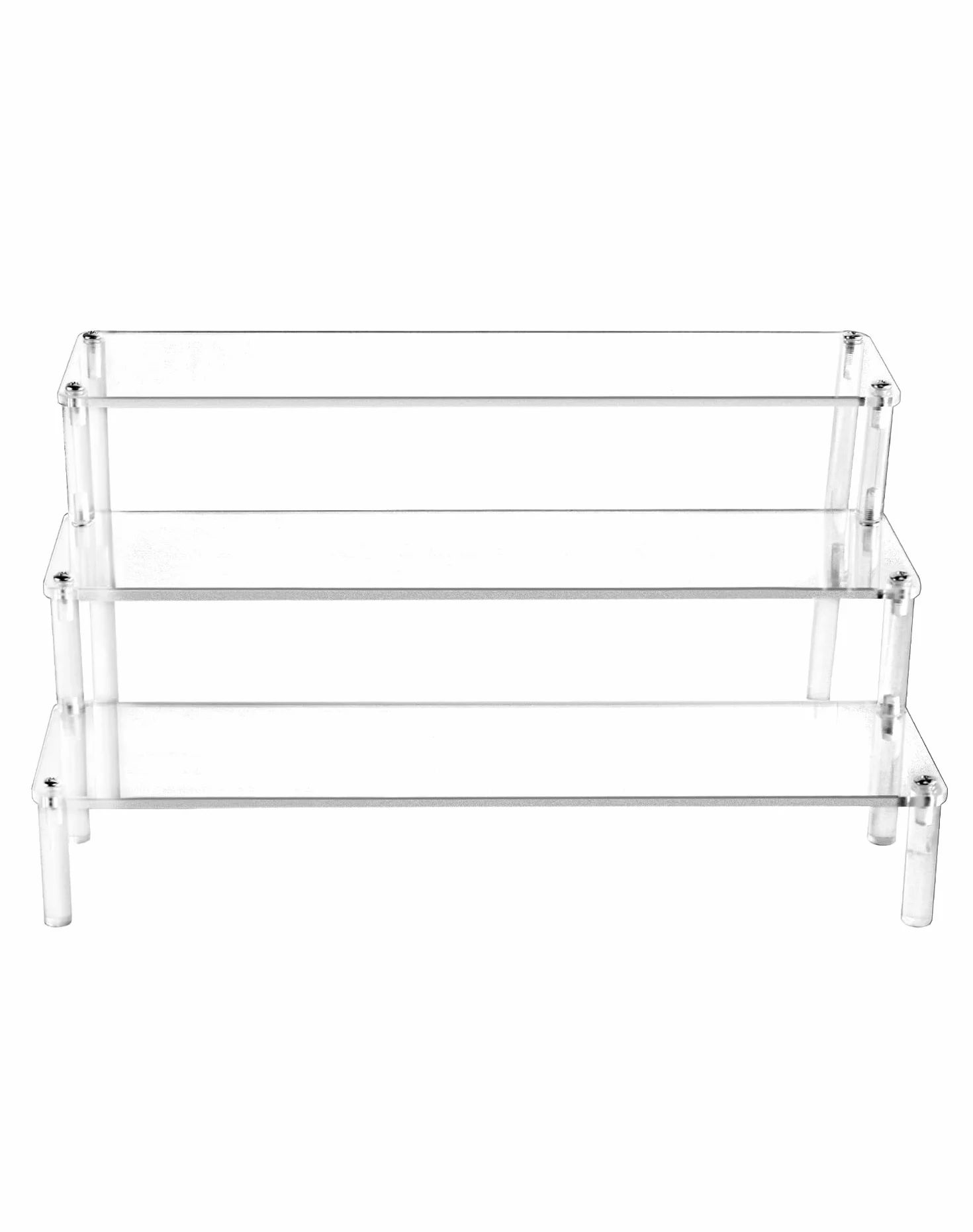 QWORK® 3-warstwowy stojak akrylowy, przezroczysta akrylowa półka ekspozycyjna na figurki, biżuterię, babeczkę, szminkę, lakier do paznokci, przyprawę, 30 x 21 x 15 cm