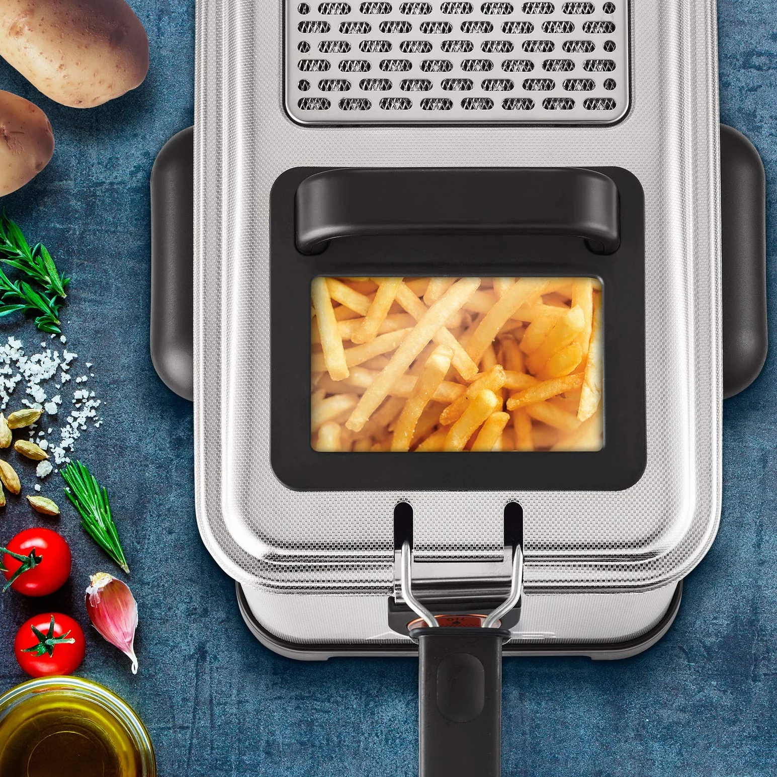 SEB Frytkownica Semi Tefal FR501000 Family Pro 3 l zimna strefa + bulaj + cyfrowy timer + regulowany termostat, 2400 W, 3 litry, czarna, stal nierdzewna 4 l cyfrowy timer srebrny
