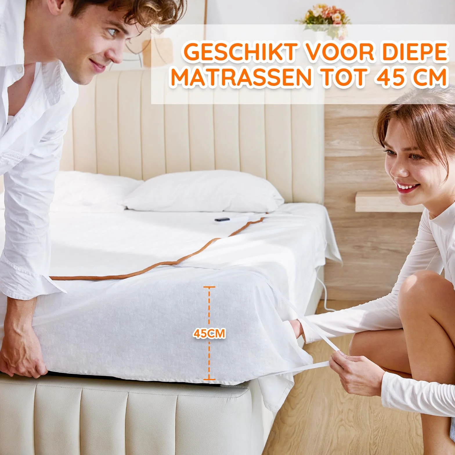 Mia&Coco Koc grzewczy z automatycznym wyłączaniem, 160 x 130 cm, mata grzejna pod materac z 12-godzinnym timerem i 3 poziomami ciepła, wskaźnik LED, ochrona przed przegrzaniem, koc termiczny do