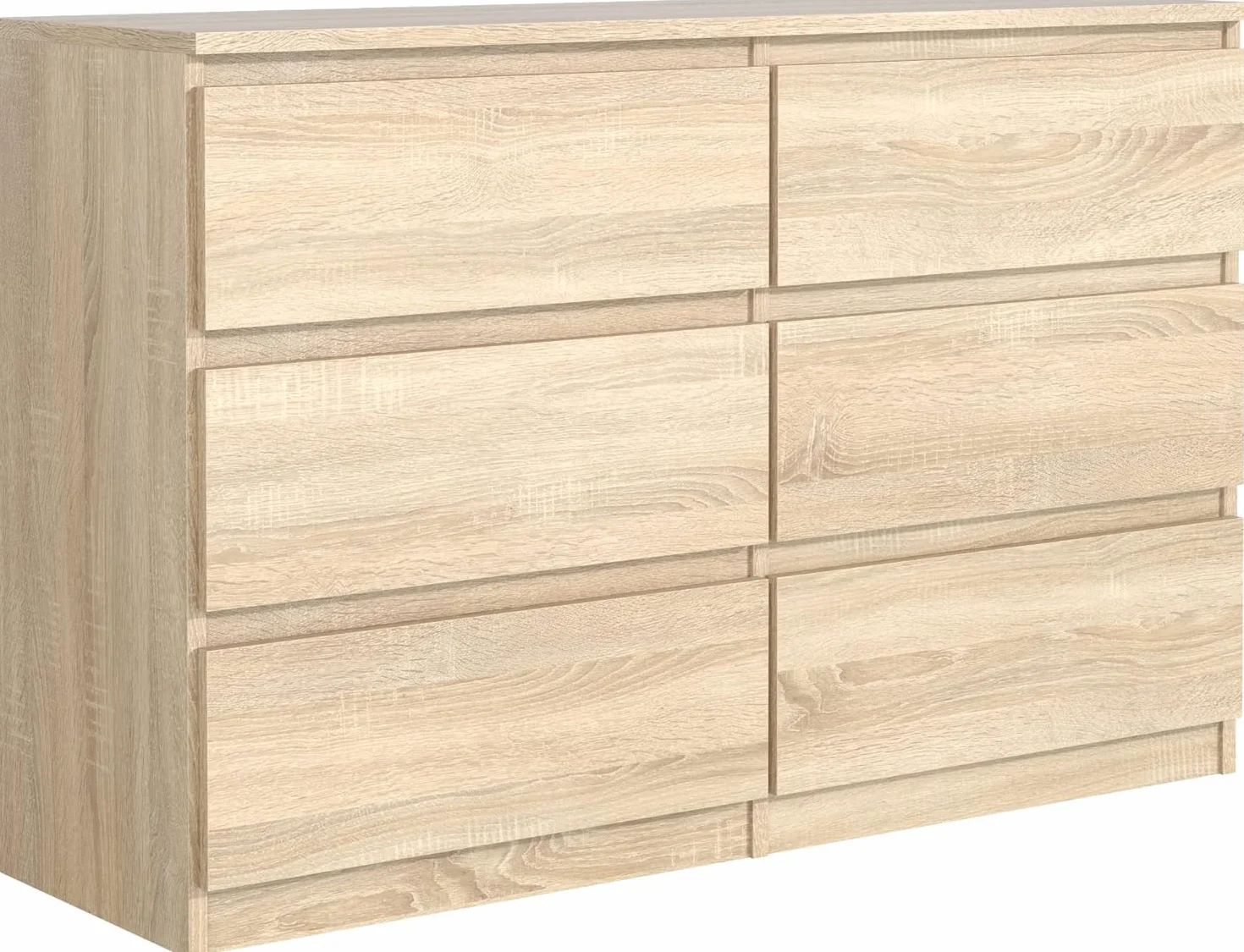 Meble Masztalerz Komoda Dąb Sonoma Mat 6 szuflad 138,6x78,5x39 cm do salonu sypialni