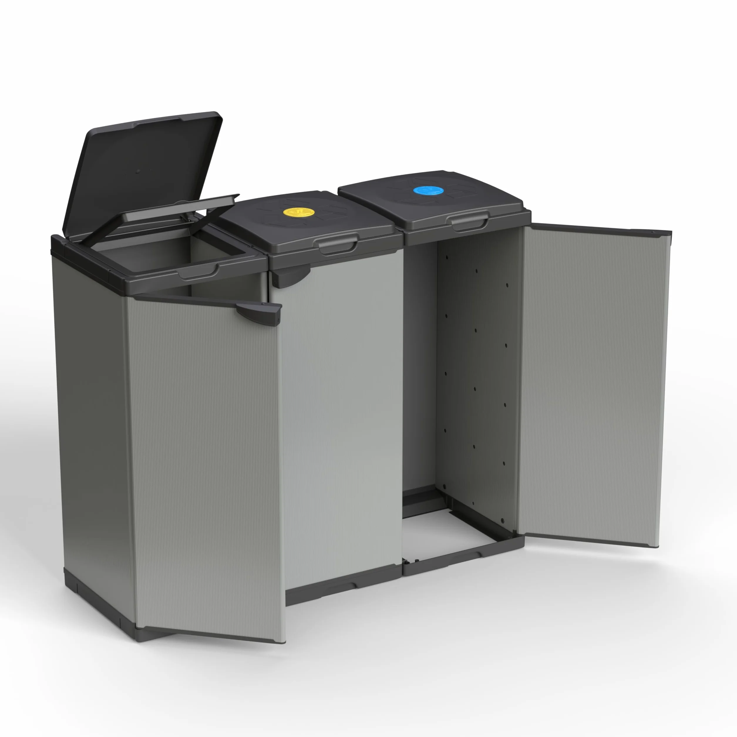 Adventa: Szafka na worki z tworzywa sztucznego Tris, łatwa w montażu, system modułowy, pasuje do worków 80-110 l, wytrzymały, wewnątrz i na zewnątrz, 102 x 38 x 87 cm