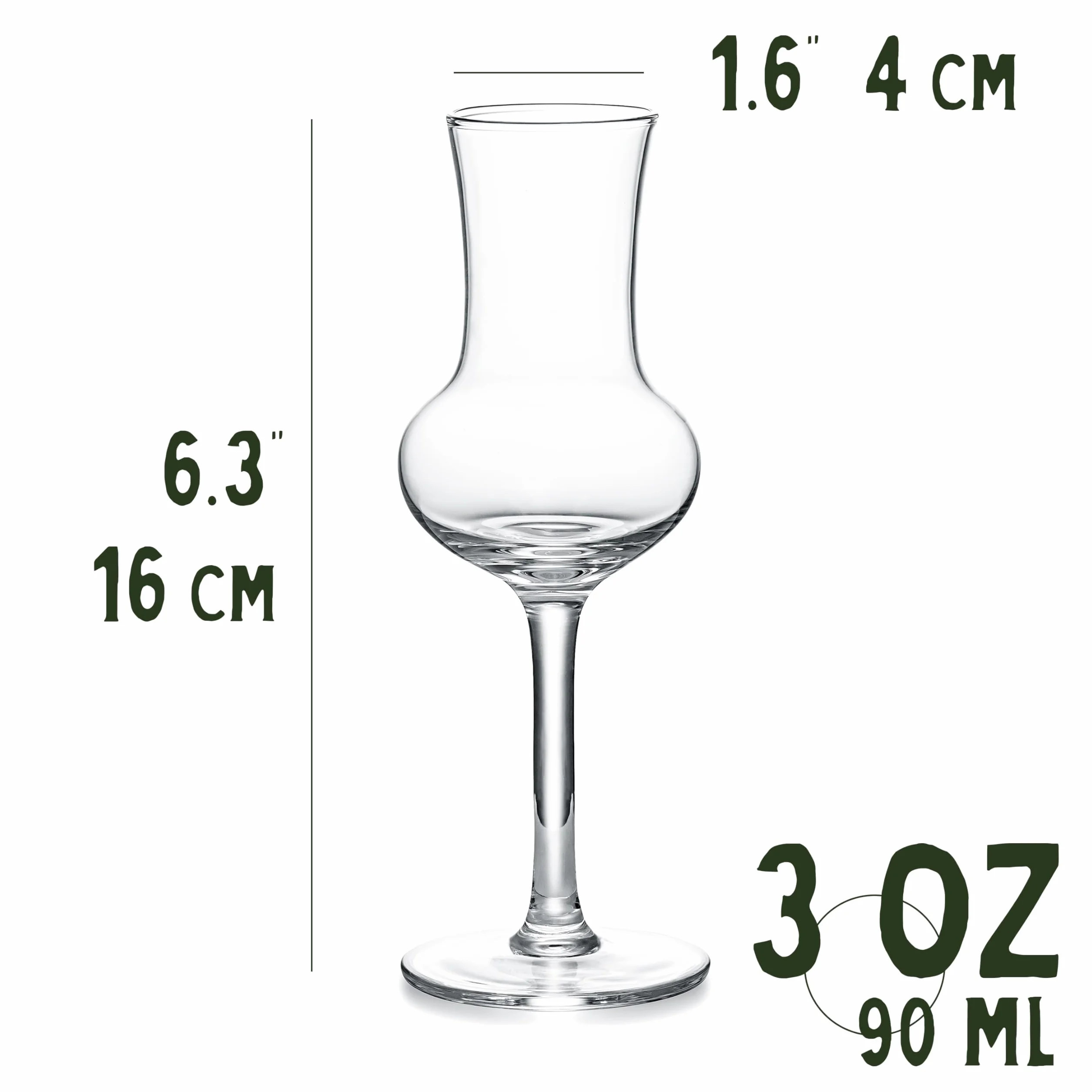 GLASSIQUE CADEAU Kryształowe kieliszki do grappa zestaw 6 sztuk 90 ml