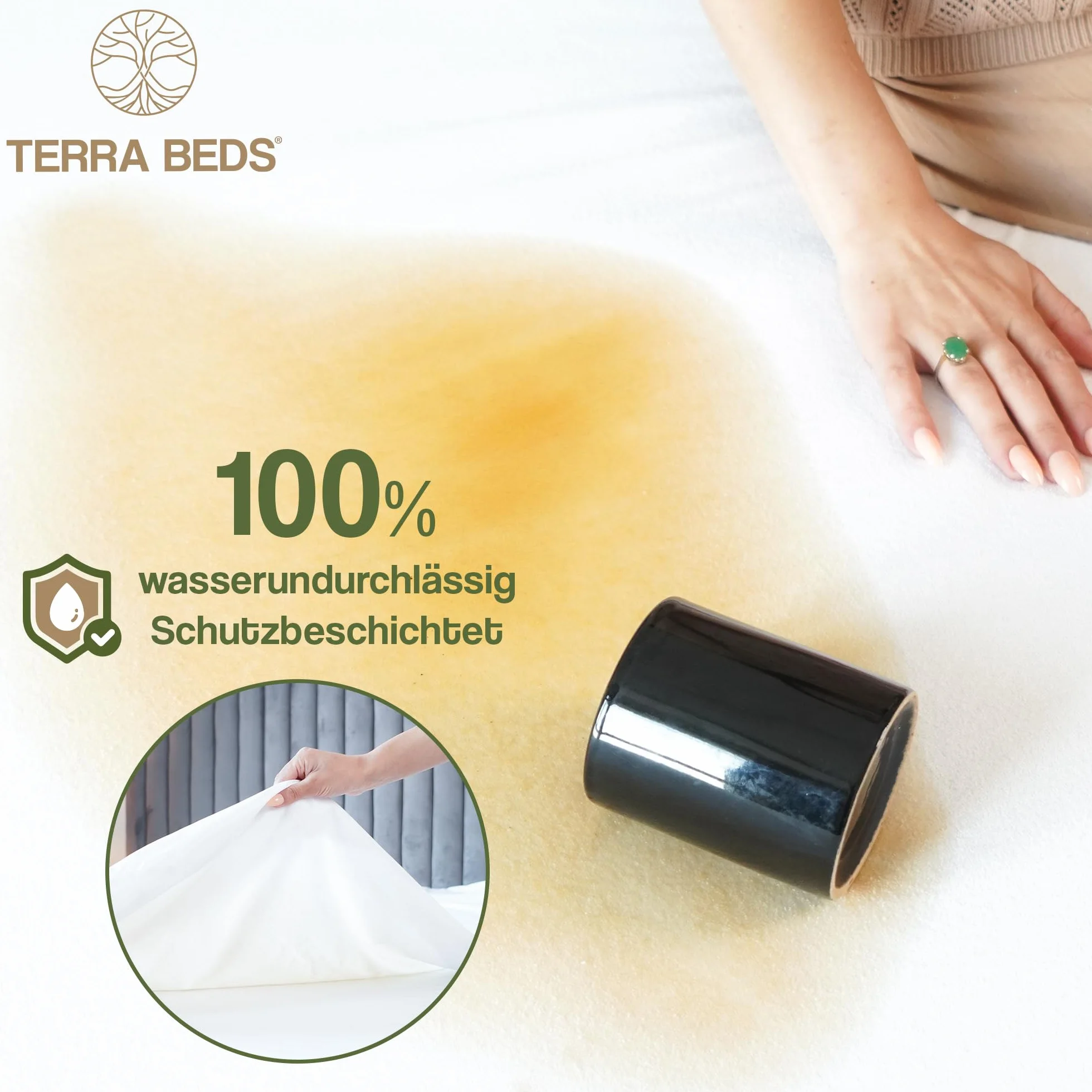 Terra Beds Ochraniacz na materac 90x200 cm wodoodporny bawełniany Oeko-Tex