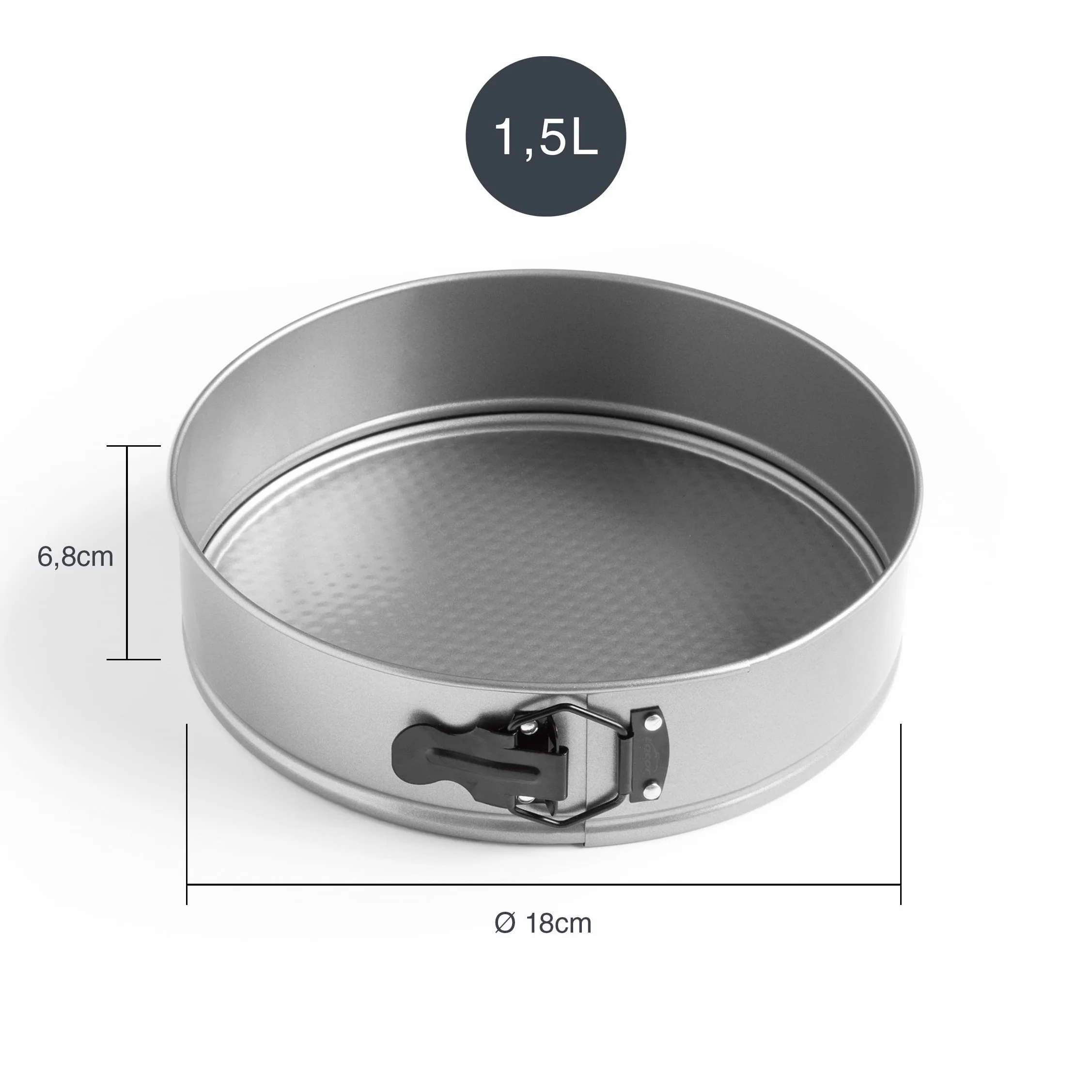 Lacor - 68676 - Formy Ciasto Round, Forma do ciasta, Forma wymienna, Stal węglowa, Nieprzywierający, Wolny od PFOA, Ekologiczny, Średnica 18 cm, Pojemność 1,5 l