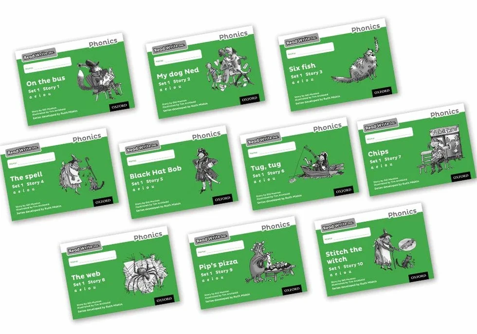Read Write Inc - Phonics Set 1 Green Story Books - Black and White Pack of 10