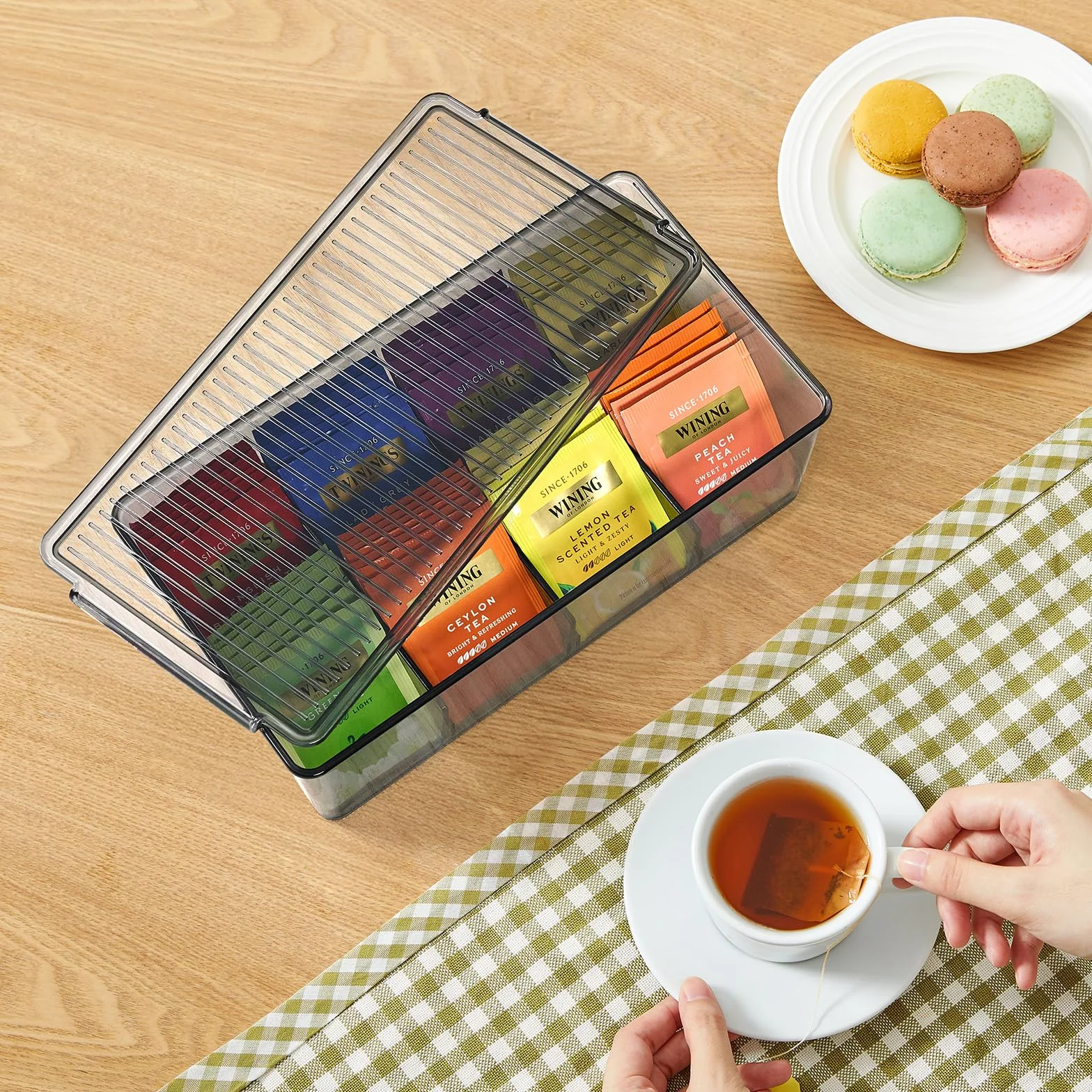 Lifewit 2 Pack Plastikowy Organizer na Herbatę, 8 Sekcji, Czarny
