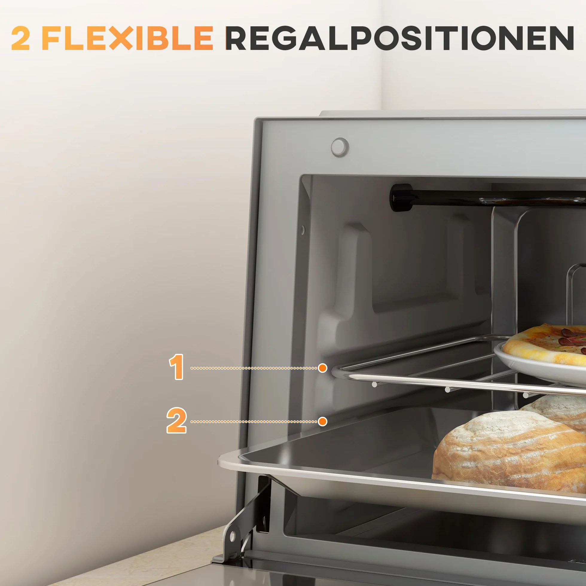 HOMCOM Mini piekarnik 9 l 750 W 100-230°C timer 60 min srebrny
