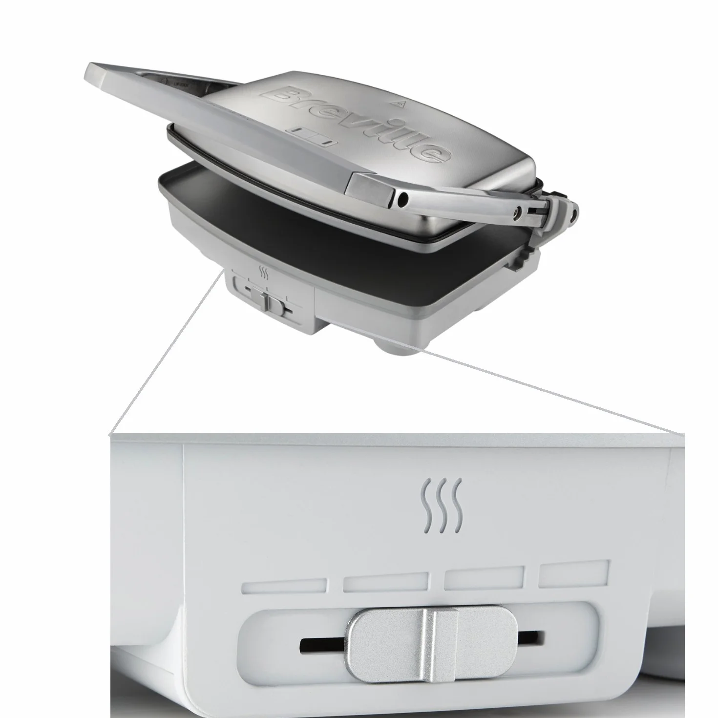 Breville opiekacz DuraCeramic VST071X, na 3 kanapki, srebrny, opiekacz do panini [Klasa energetyczna A]