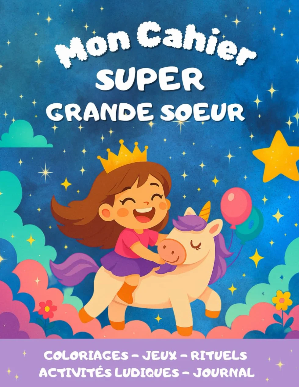Mon cahier de Super Grande Sœur – Activités, émotions, souvenirs et coloriage: Pour accompagner votre enfant dans son nouveau rôle de grande soeur.