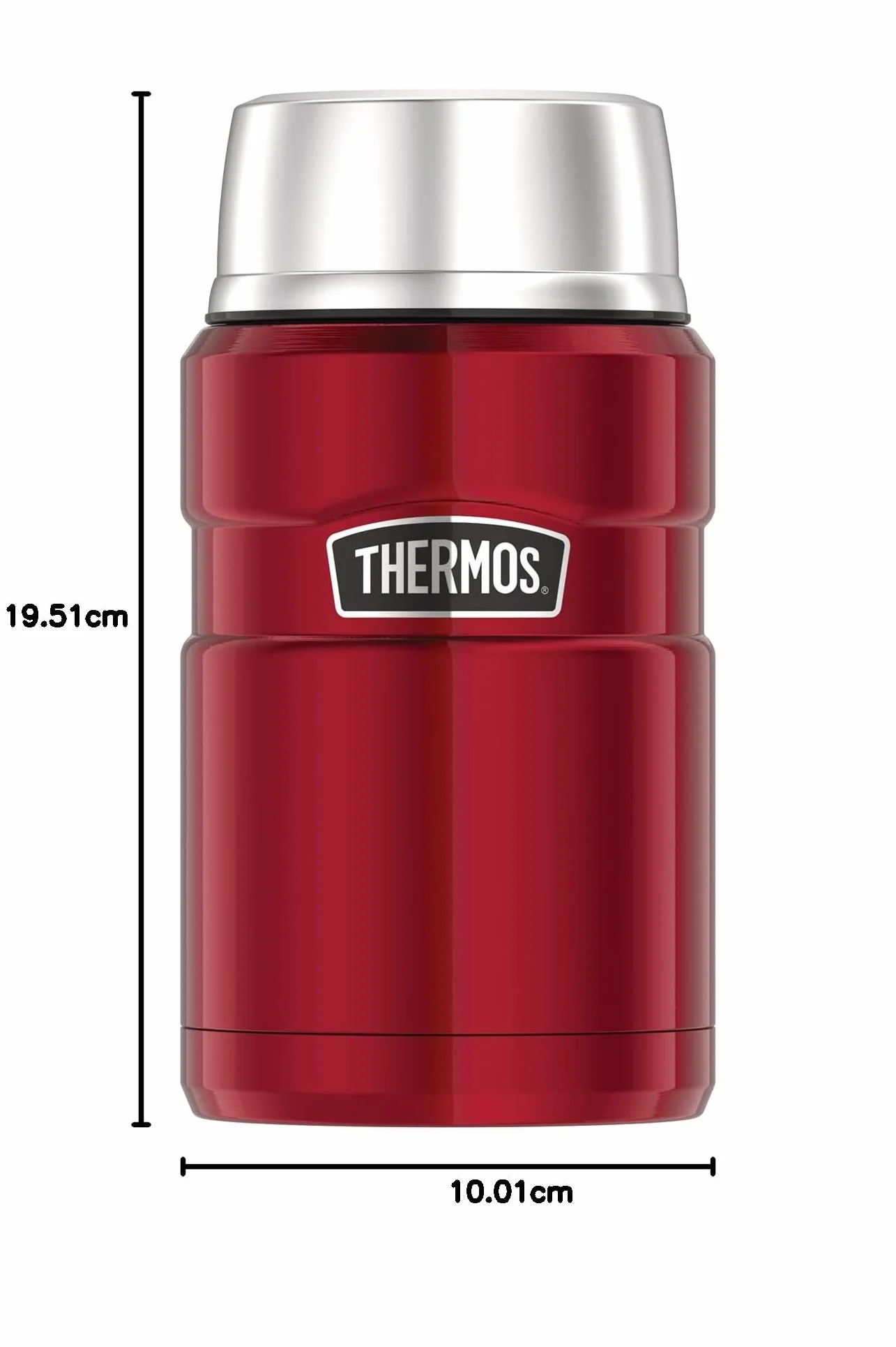 Thermos Stainless King pojemnik termiczny do jedzenia, czerwony, 0,70 l, stal nierdzewna, absolutnie szczelny, utrzymuje temperaturę potraw przez 14 h i zimno przez 24 h, nie zawiera BPA