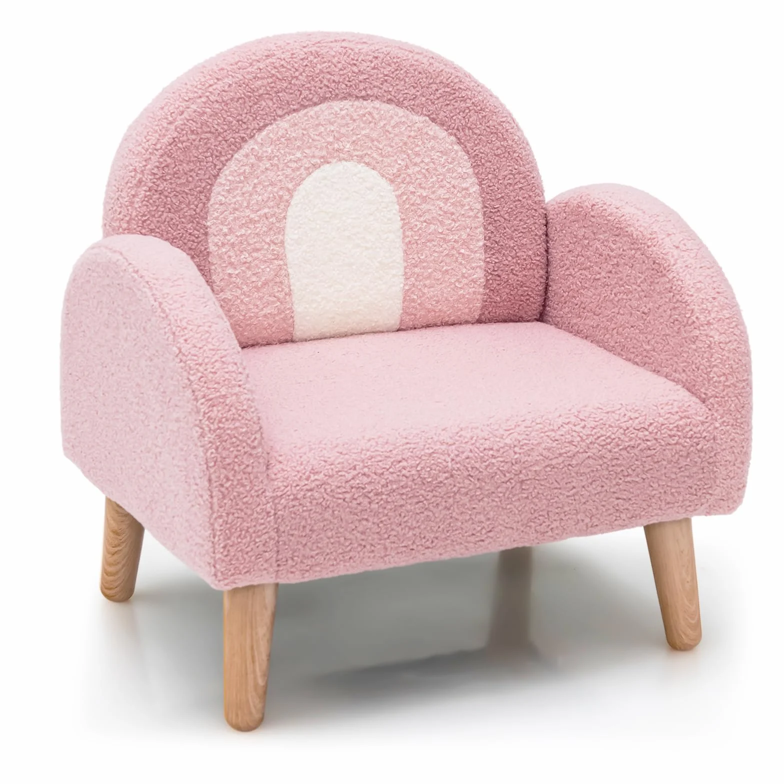 COSTWAY Krzesło dziecięce dla małych dzieci, wyściełana sofa dziecięca z nogami z litego drewna, kanapa dziecięca krzesło dziecięce do pokoju dziecięcego, pokoju zabaw i żłobka (krzesło sofa, różowe)