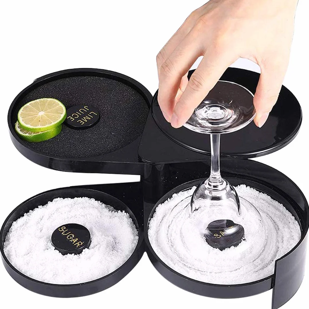 3 Tier Bar Szklany Rimmer na Margaritę i Koktajl, Narzędzie Barmana, Pojemnik Na Przyprawy Salt Box