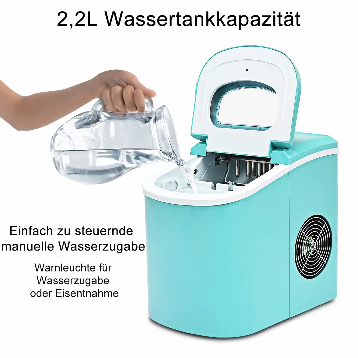COSTWAY Kostkarka do lodu 12 kg/24 h, 9 kostek w 6-13 min, 2,2 l, 2 rozmiary, 25 x 36 x 33 cm zielona