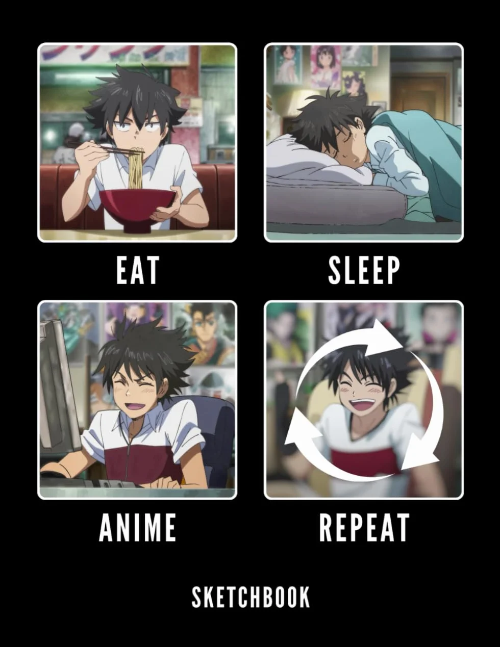 Eat Sleep Anime Repeat Sketchbook: Blank Pages Notebook for Drawing and Sketching Journal
