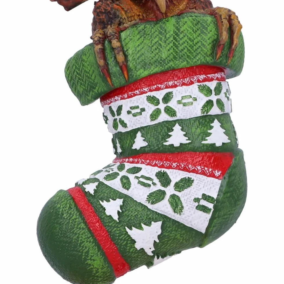 Nemesis Now Gremliny irokez w pończochach wiszący świąteczny dekoracyjny ornament 12 cm, żywica, zielony, oficjalnie licencjonowany towar Harry Potter, odlewany w najlepszej żywicy, fachowo ręcznie