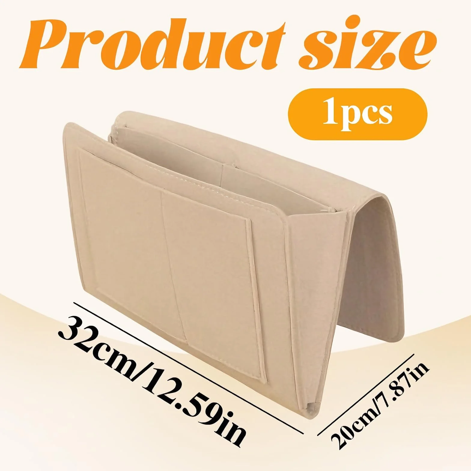 HhBdy Pusta kieszeń na łóżko, wisząca kieszeń na łóżko, filcowany organizer na łóżko, wisząca torba 32 × 20 cm, wisząca torba do przechowywania telefonu w czasopismach (beżowy)