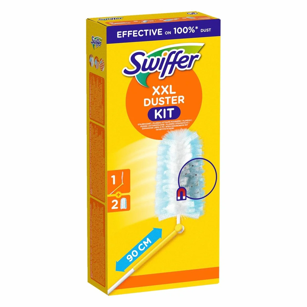 Swiffer Zestaw startowy magnesów przeciwpyłowych – uchwyt XXL plus 2 ściereczki, 1 opakowanie (1 x 1 sztuka)