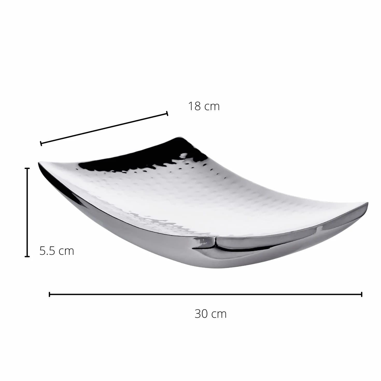 EDZARD Miska Dallas (30 x 18 cm) prostokątna, młotkowana stal nierdzewna, polerowana na wysoki połysk, miska dekoracyjna, miska na owoce