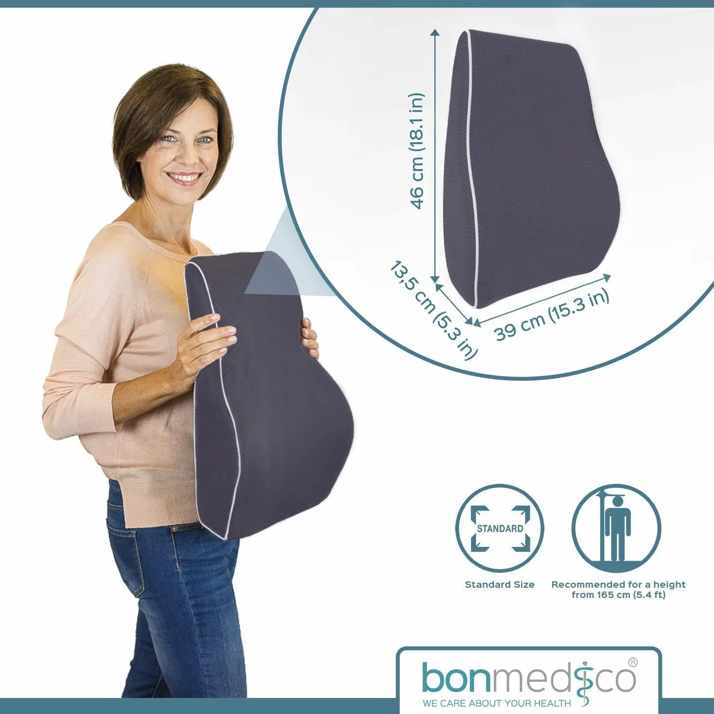 Bonmedico Ergonomic Memory Foam Cuscino Lombare per Sedia da Ufficio, Nero