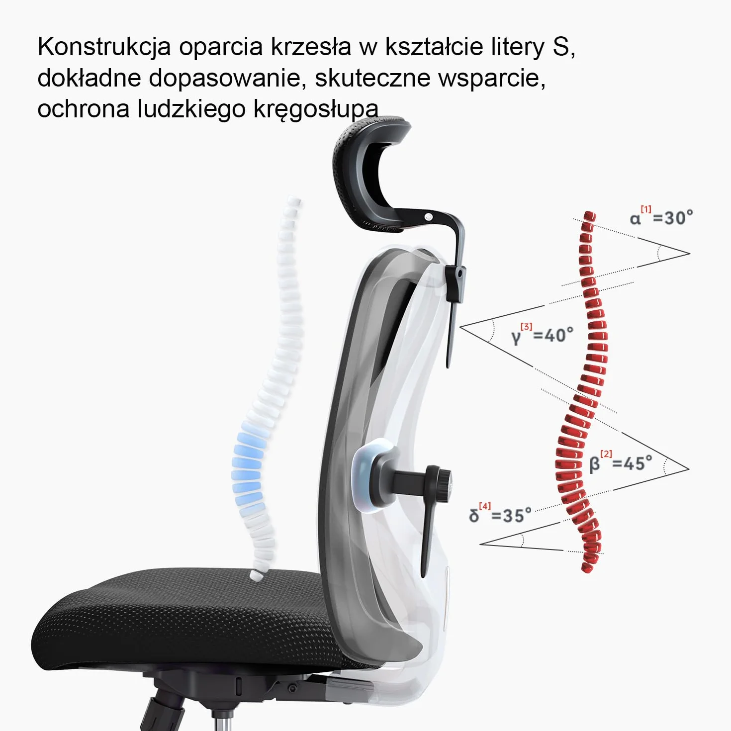 SIHOO Ergonomiczne krzesło biurowe,komputerowe z regulowanym podparciem lędźwiowym i zagłówkiem, oddychające siatkowe krzesło do gier z wygodną grubą poduszką i regulowanymi podłokietnikami (czarne)