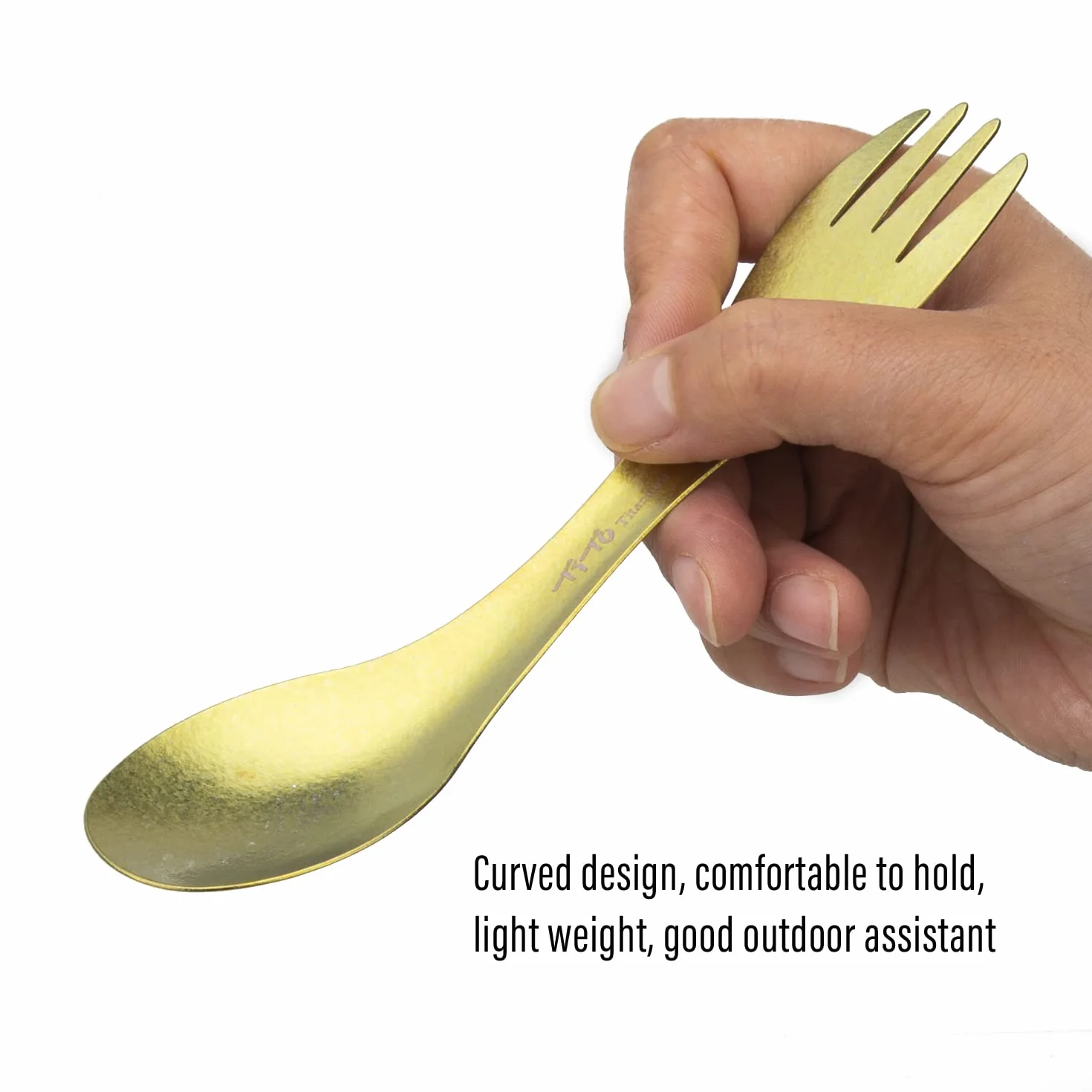 TiTo Titanium Spork Ultralekki łyżko-widelec 2 w 1, zastawa stołowa, na kemping, na świeżym powietrzu, do wędrówki z plecakiem, podróży, na piknik, z torebką, niebieski