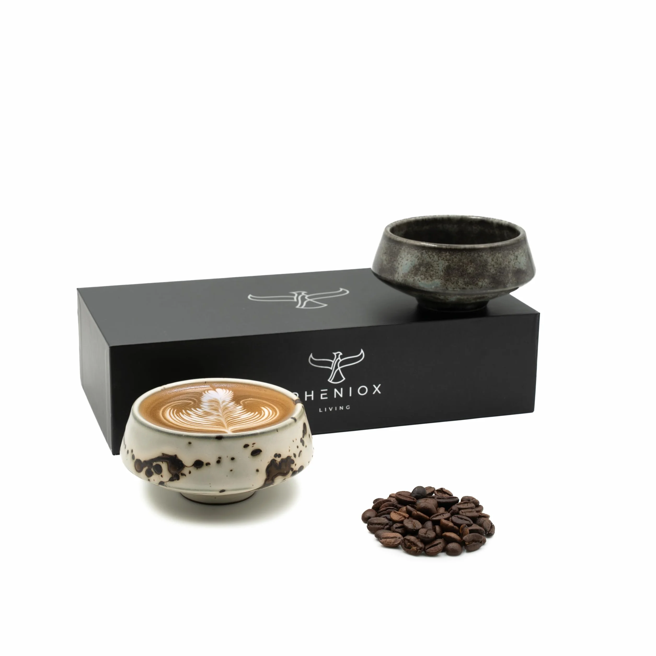 Pheniox | Zestaw filiżanek do cappuccino Barista – 2 x 180 ml | wysokiej jakości filiżanki do latte art z porcelany – filiżanki do kawy bez uchwytu | ponadczasowe, nowoczesne wzornictwo – nadają się