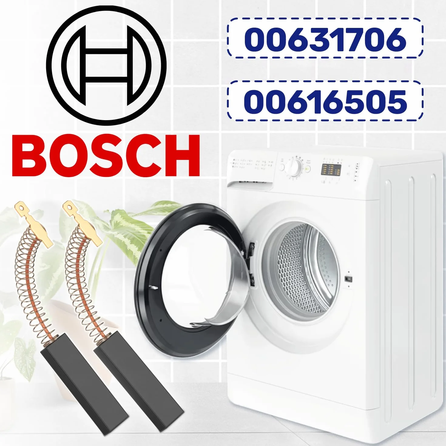 2 Sztuki Szczotek Węglowych do Silnika Pralki - Wymiar 5 х 13,5 х 42/43 mm - z Oryginalnym Kodem 00616505 00631706 dla Bosch - Gwarancja 10 Lat - MONTERAL