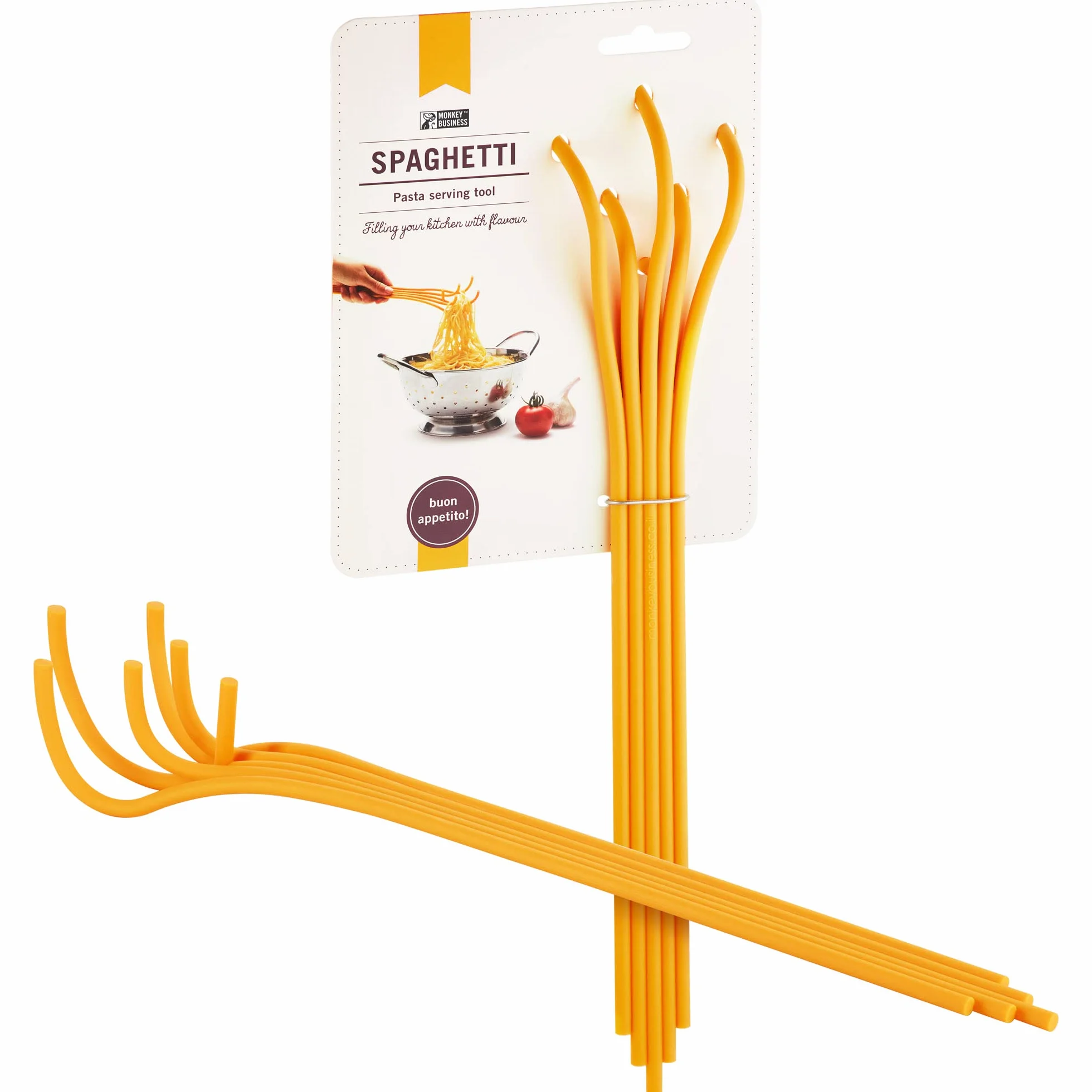 Monkey Business Łyżka do serwowania spaghetti / widelec do makaronu, tworzywo sztuczne, biały, błyszczący, nadaje się do mycia w zmywarce, 1 sztuka, oryginalne akcesoria kuchenne