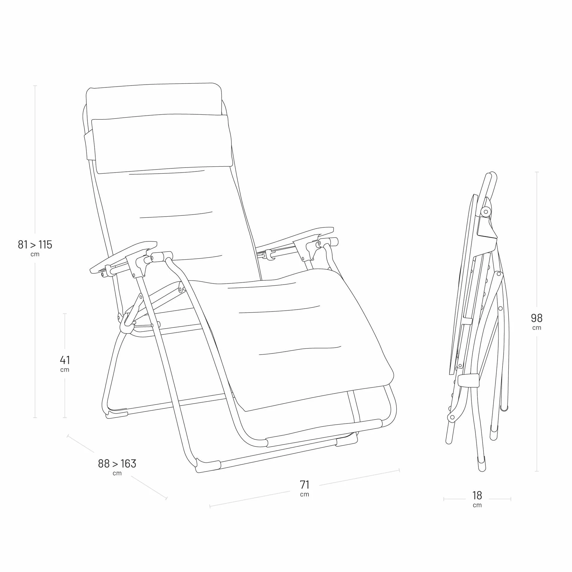 LAFUMA Fotel Relax Futura be Comfort Ciemny Szary LFM3130 8902