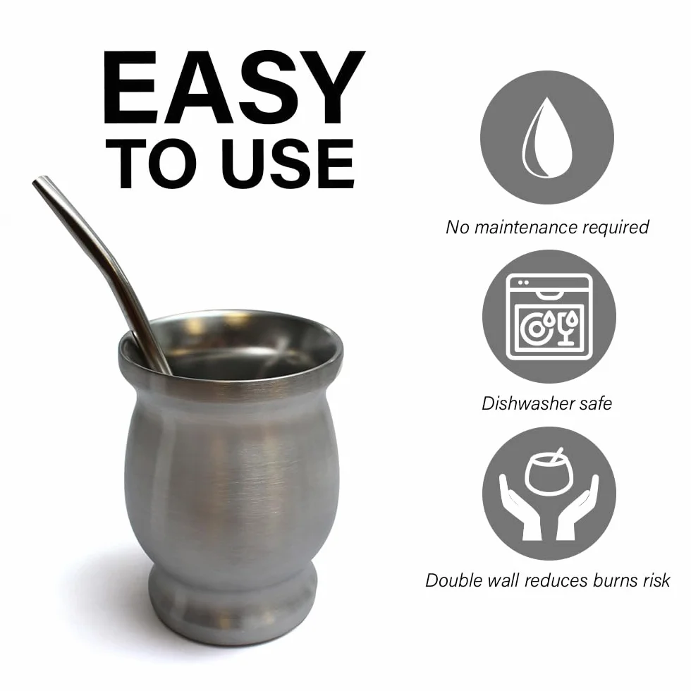 Zestaw outdoorowy | Yerbomos termos do herbaty Yerba Mate 580 ml, przenośne akcesorium do Yerba Mate, kubek ze stali nierdzewnej ze słomką do picia Bombilla, bezpieczny i trwały