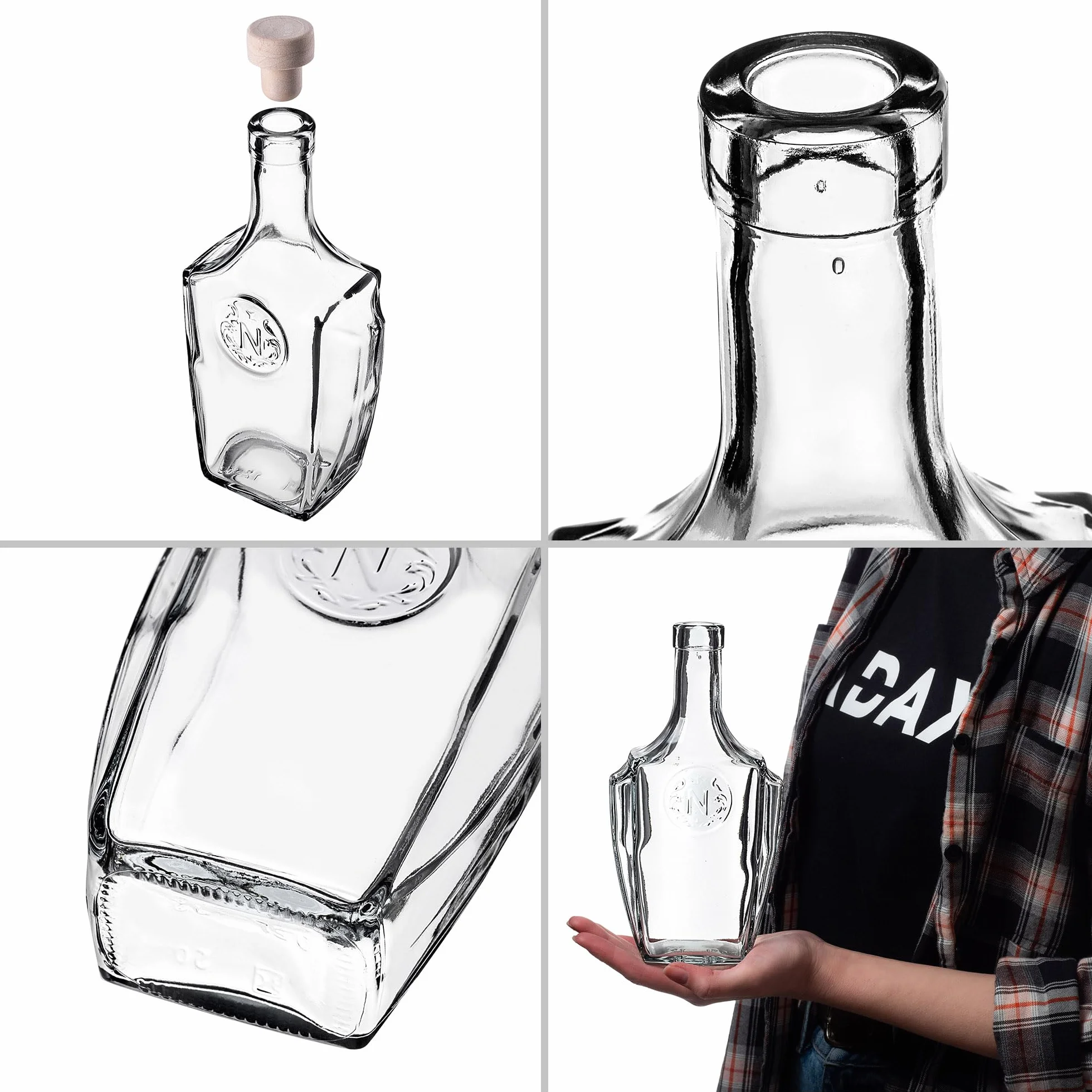 KADAX Zestaw 10 szt. Butelki szklane 500 ml z korkami szczelne wielokrotnego użytku do nalewek