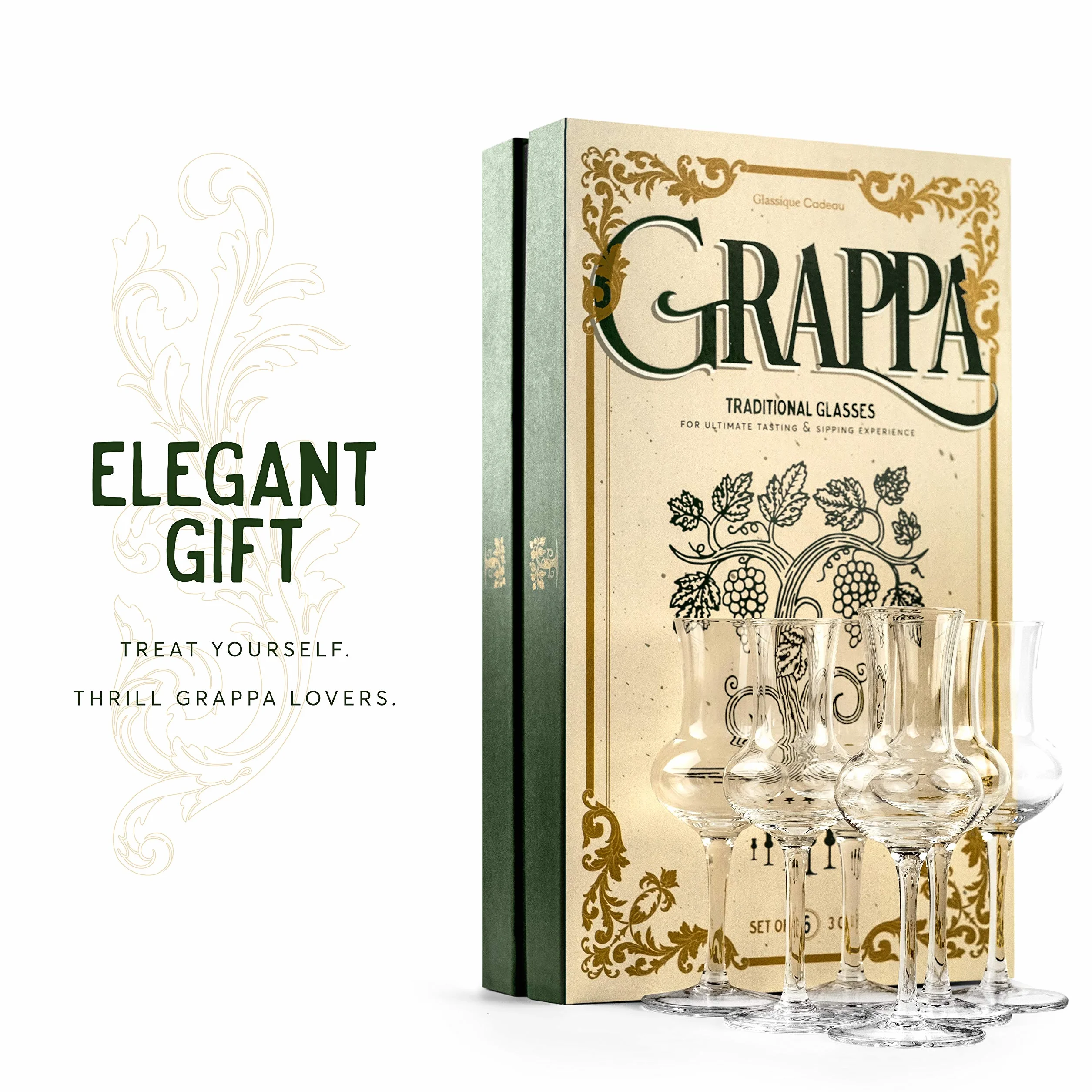 GLASSIQUE CADEAU Kryształowe kieliszki do grappa zestaw 6 sztuk 90 ml