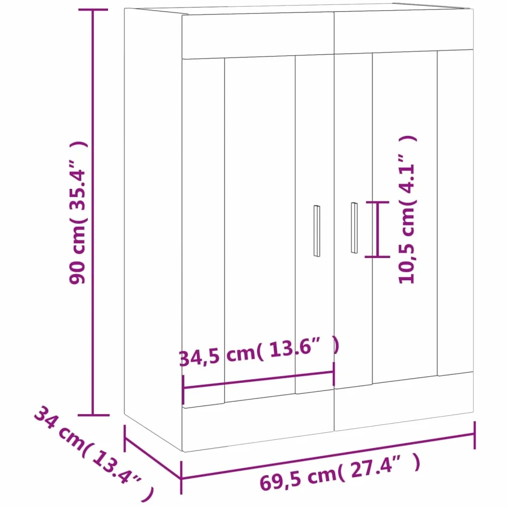 vidaXL Szafka wisząca biała 69,5x34x90 cm do sypialni kuchni salonu