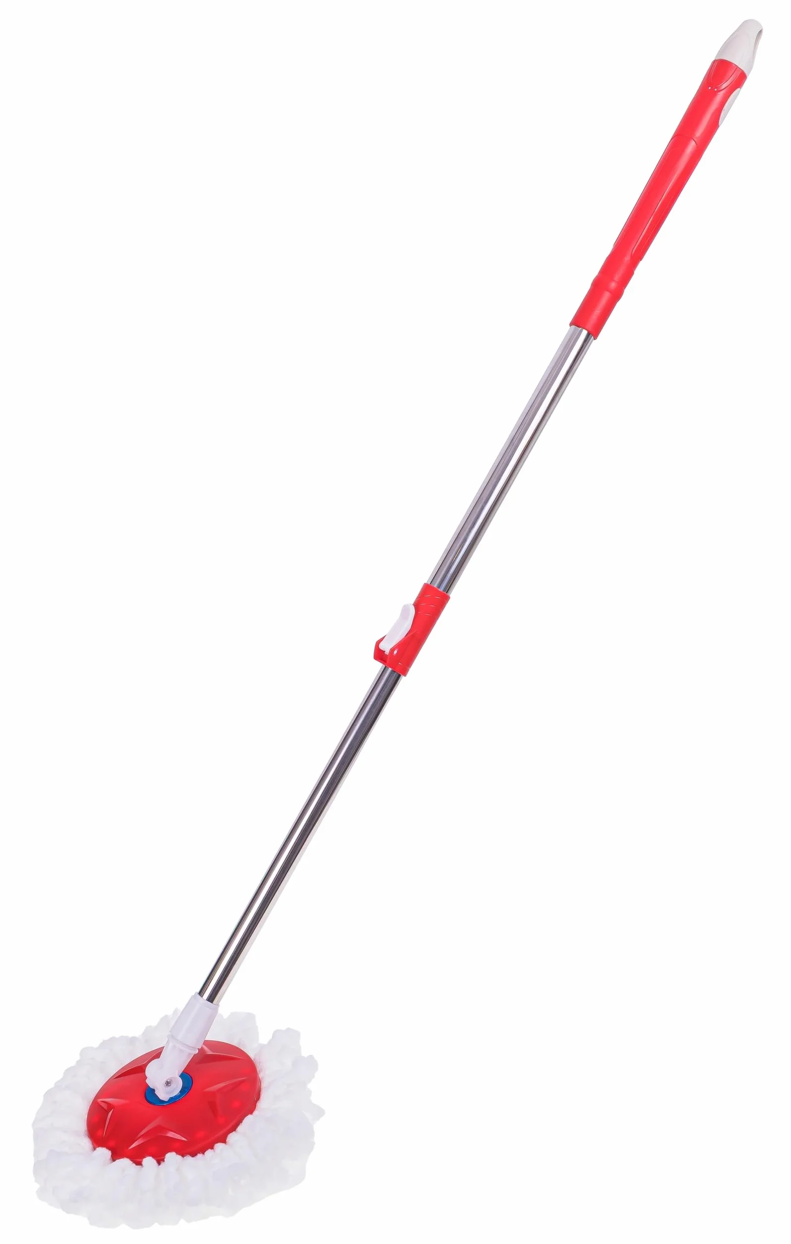 Mop obrotowy wirujący 360 z napędem w rączce wiadro + 2 wkłady czerwony