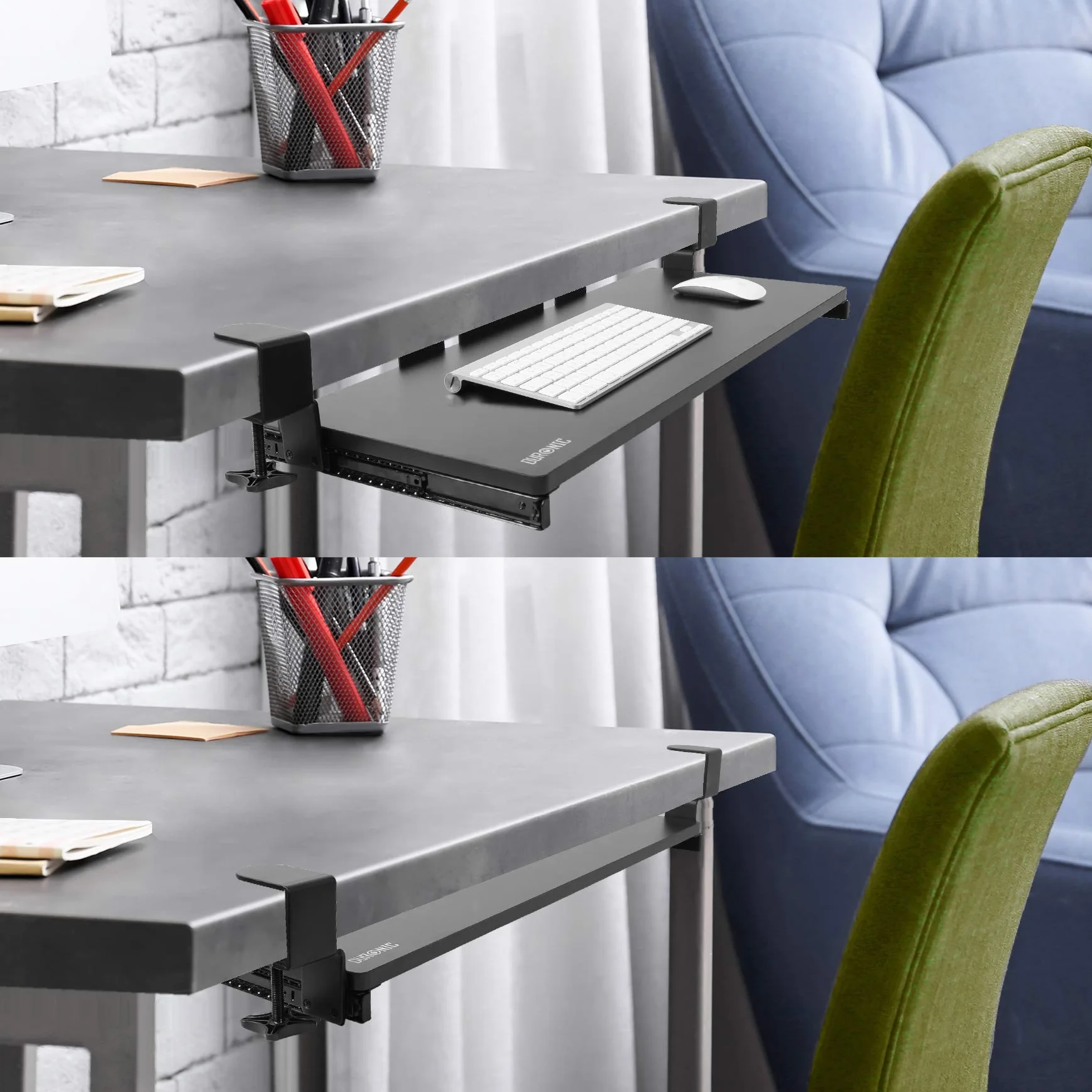 Duronic DKTPX2 szuflada pod biurkiem na klawiaturę i mysz, wysuwana platforma ergonomiczna