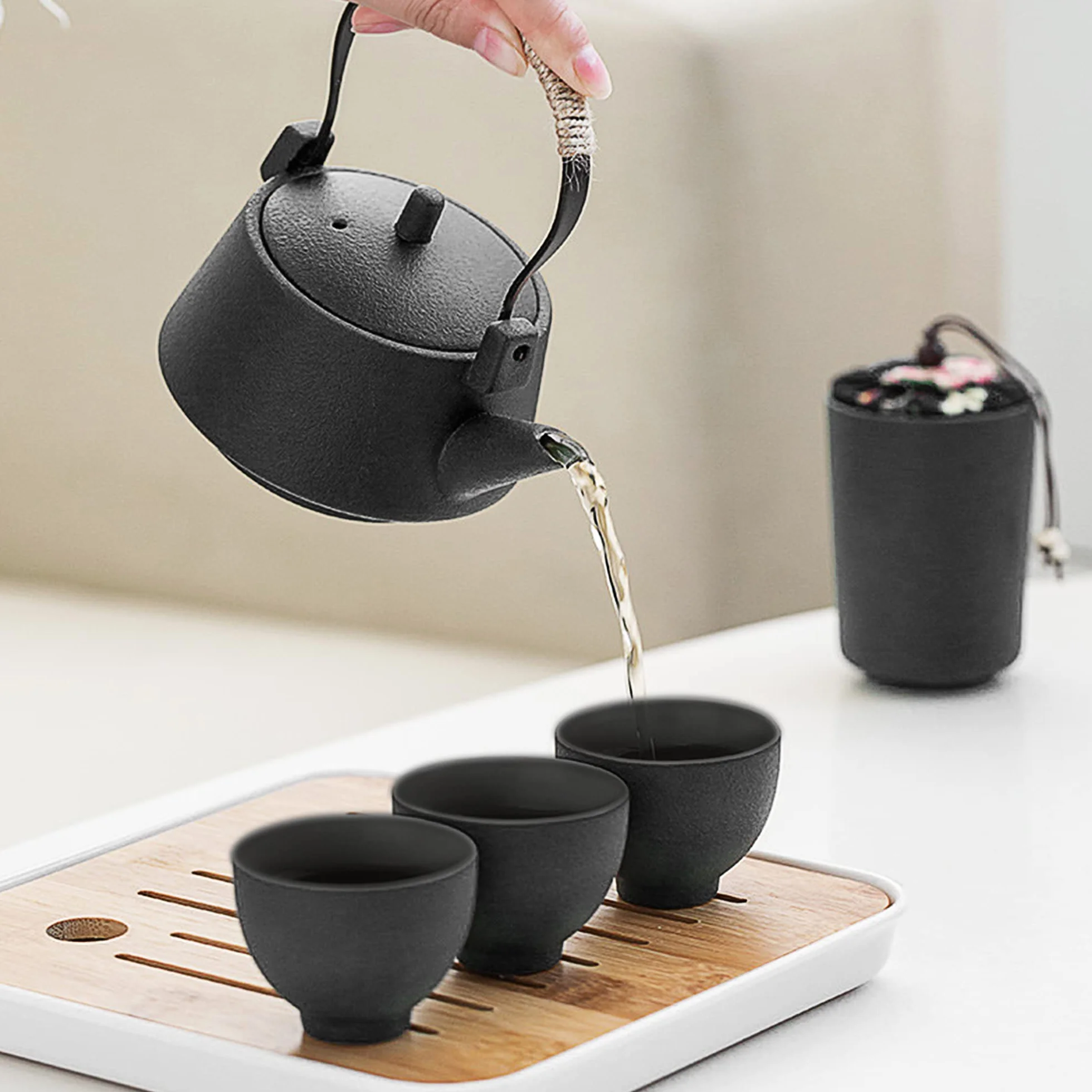 Fanquare ceramiczny zestaw do herbaty Kung Fu przenośny z tacą i czajnikiem