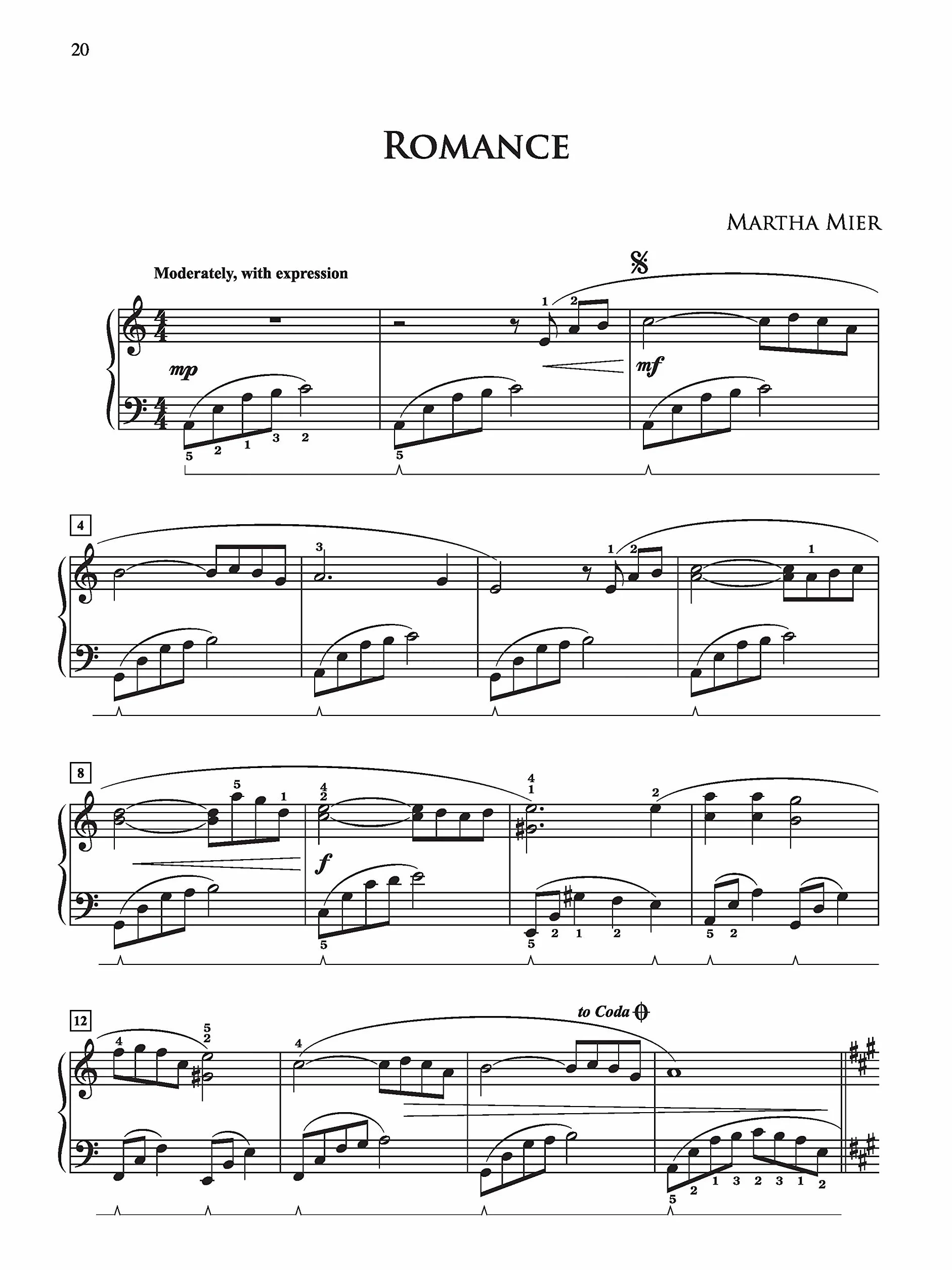 Mier martha romantic sketches piano book 2: 10 Delightful Solos in Romantic Style