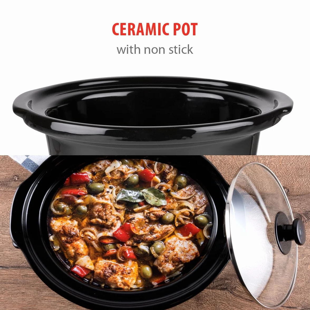 Alpina Slow Cooker 3,5L Ceramiczny Stal Nierdzewna 3 Stopnie Grzania
