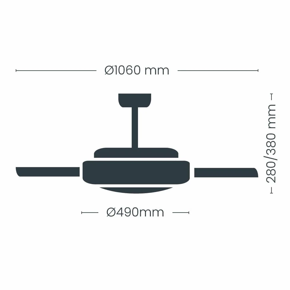 Wentylator LED składane łopatki Miso Evo biały 72 W z pamięcią zasilania, APP, pilot CCT 3000-4000-6000K, ściemnianie, cichy