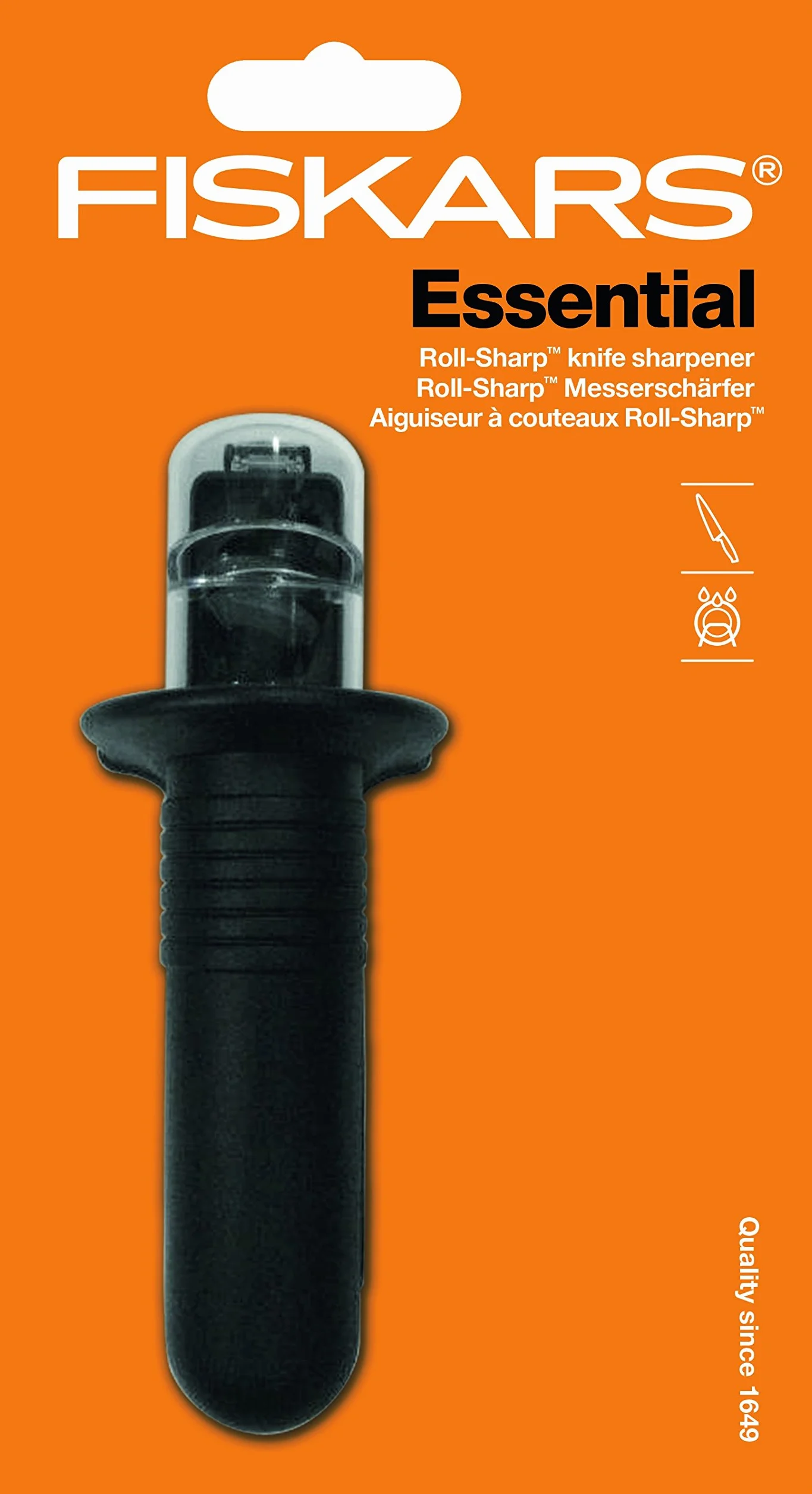 FISKARS Ostrzałka do noży Roll-Sharp z ceramicznym kamieniem szlifierskim, czarna